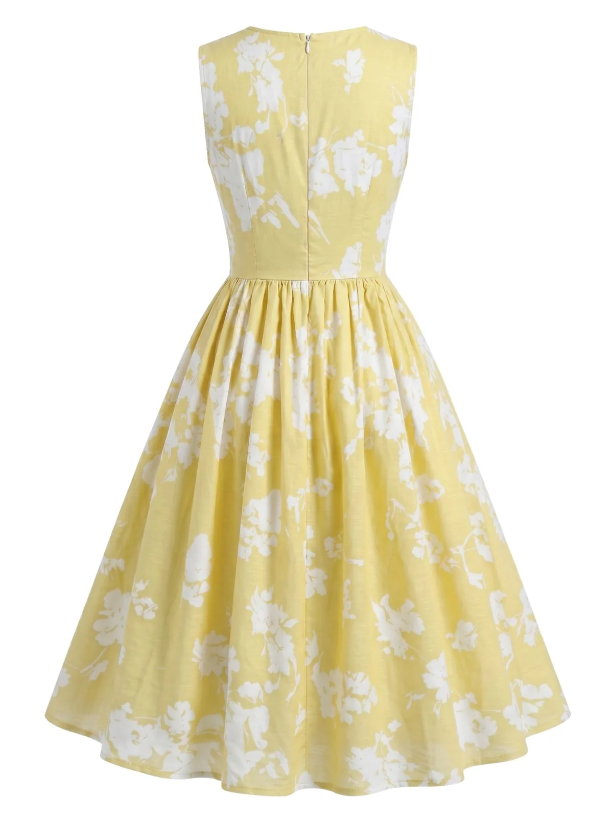 [Prévente] Robe trapèze plissée sans manches motif floral années 1940 - Image 5