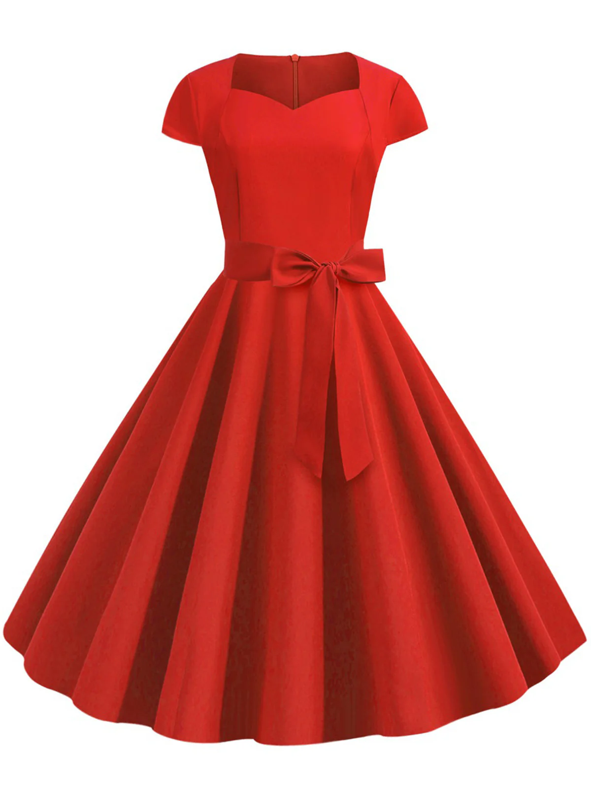 Robe trapèze rétro à ceinture unie des années 1950 - Image 11