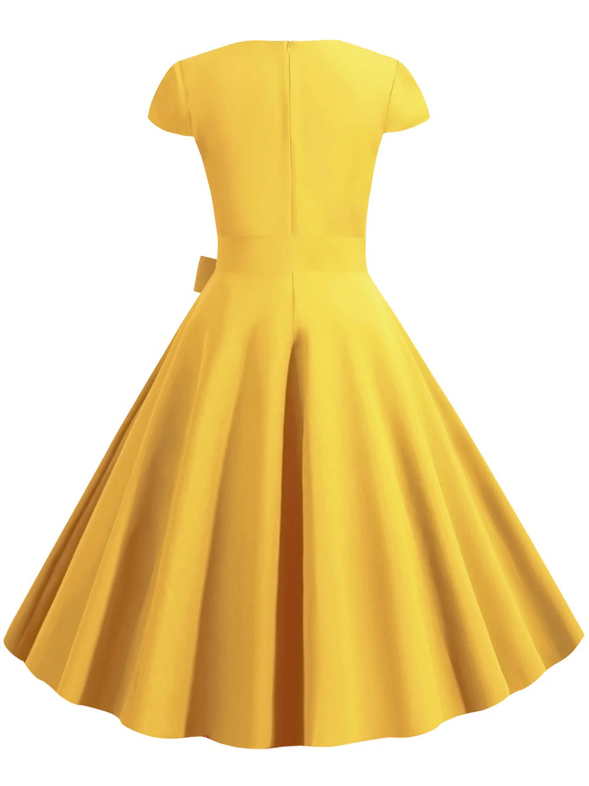 Robe trapèze rétro à ceinture unie des années 1950 - Image 2