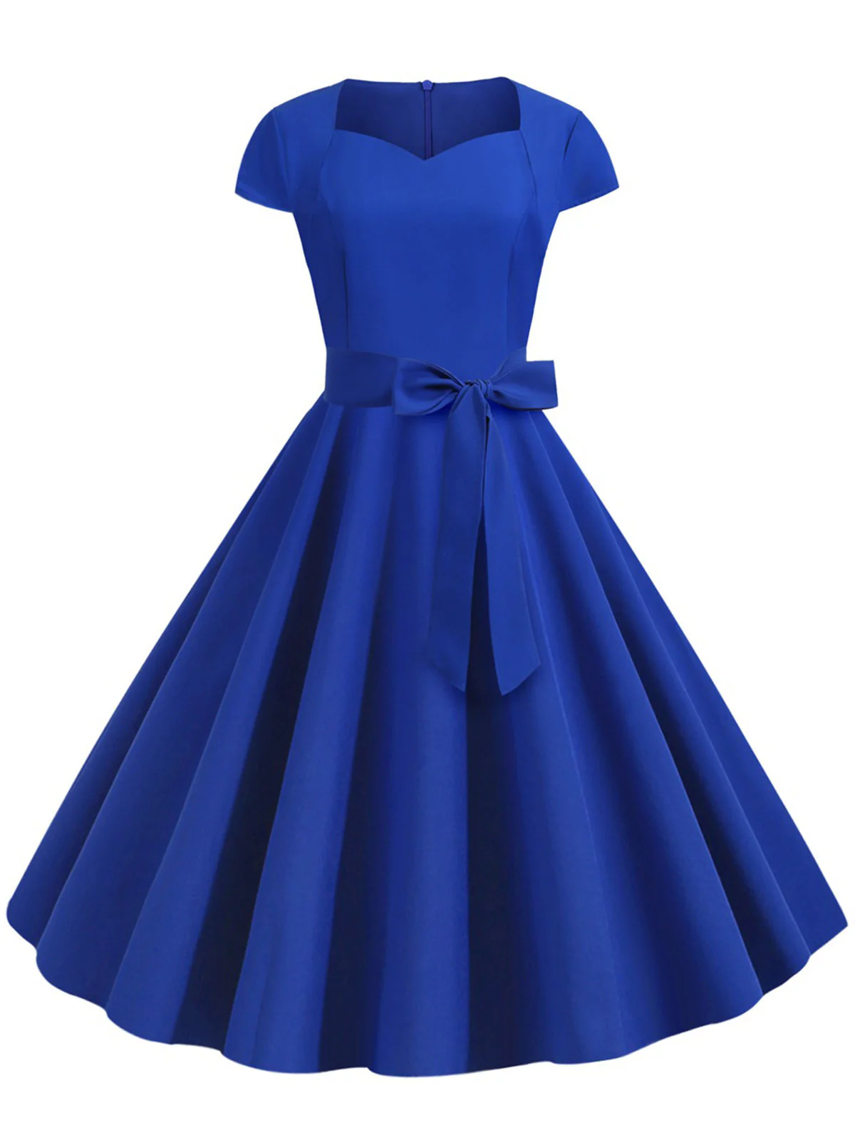 Robe trapèze rétro à ceinture unie des années 1950 - Image 3