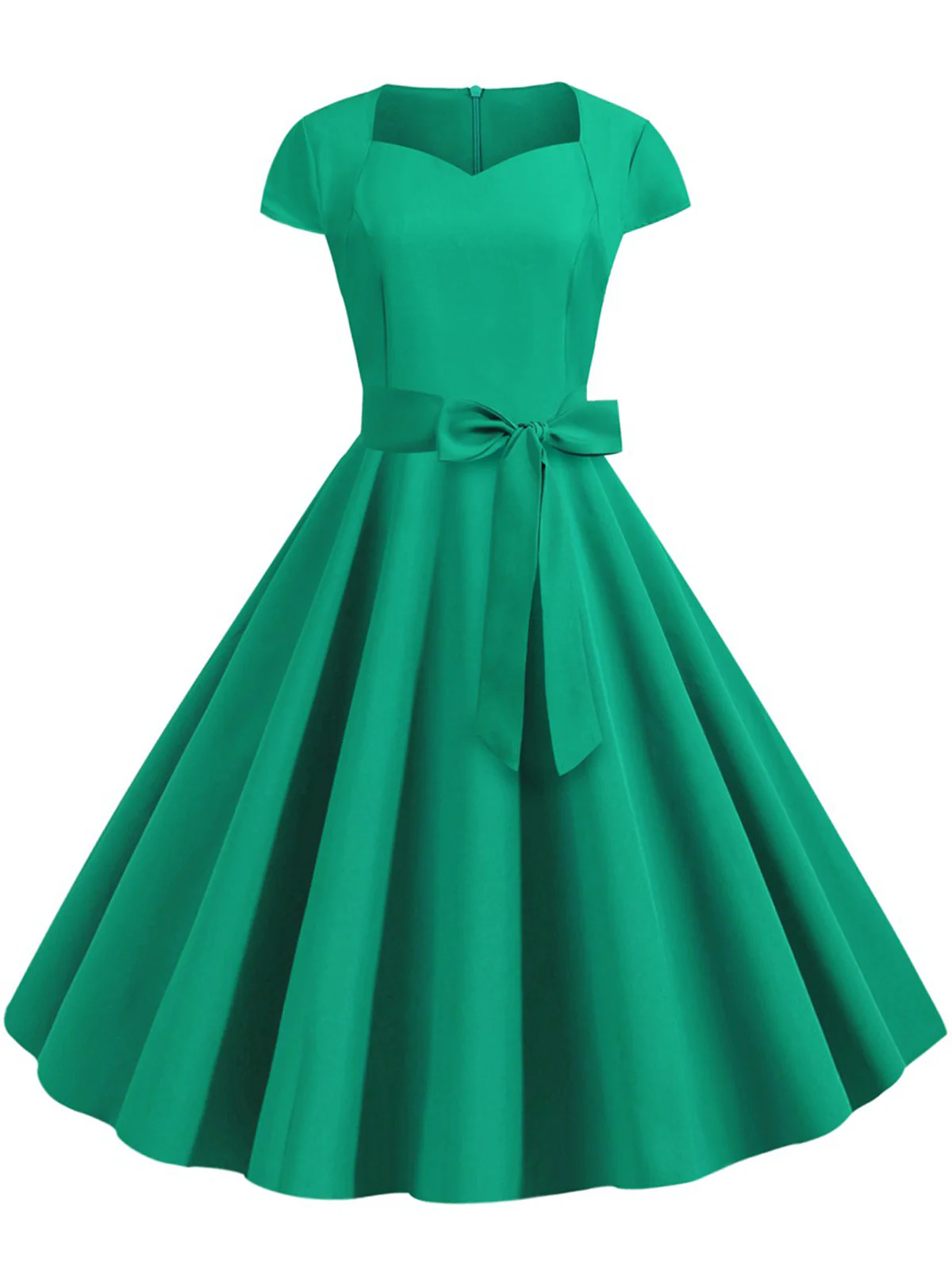 Robe trapèze rétro à ceinture unie des années 1950 - Image 5