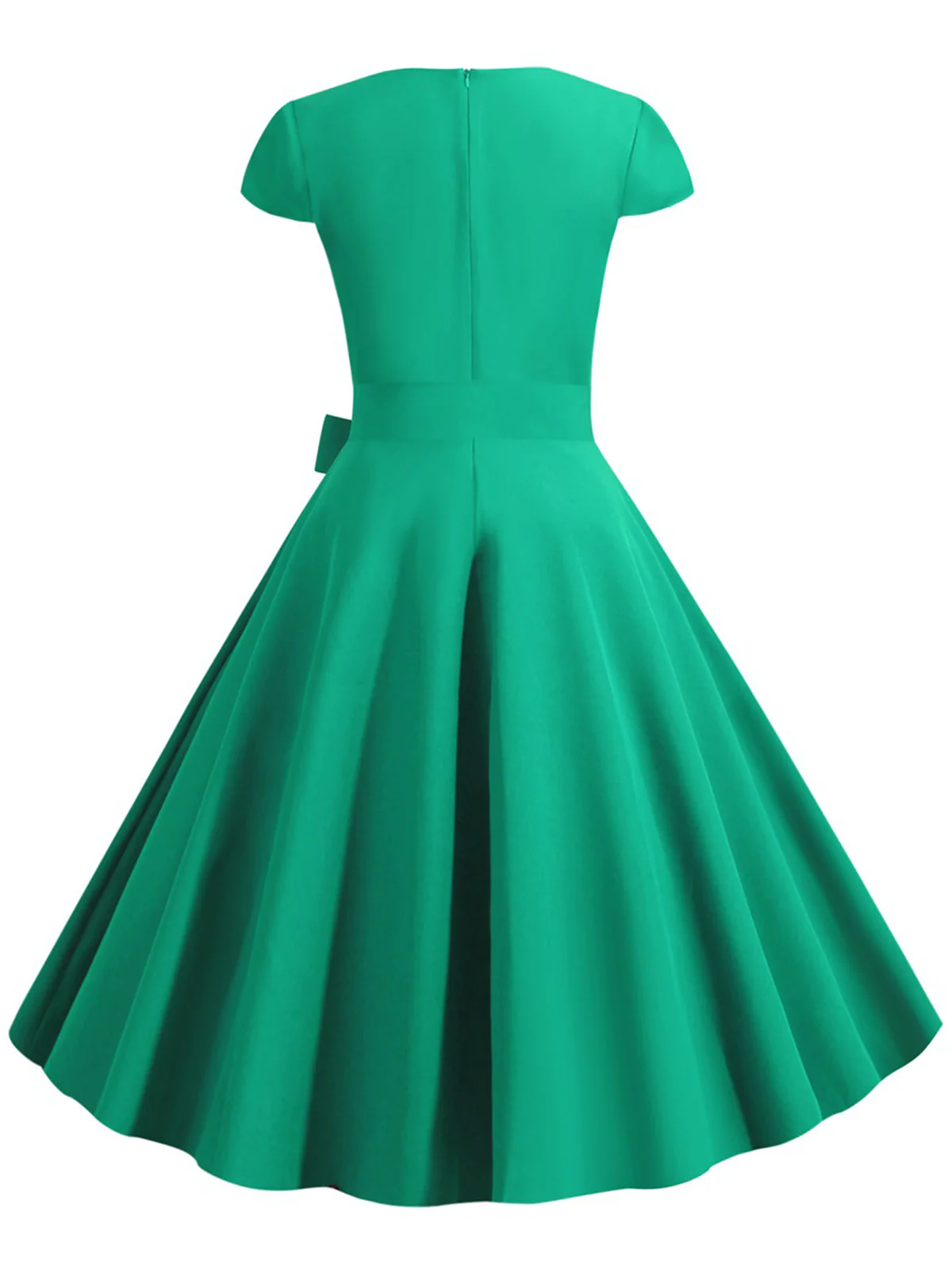 Robe trapèze rétro à ceinture unie des années 1950 - Image 6
