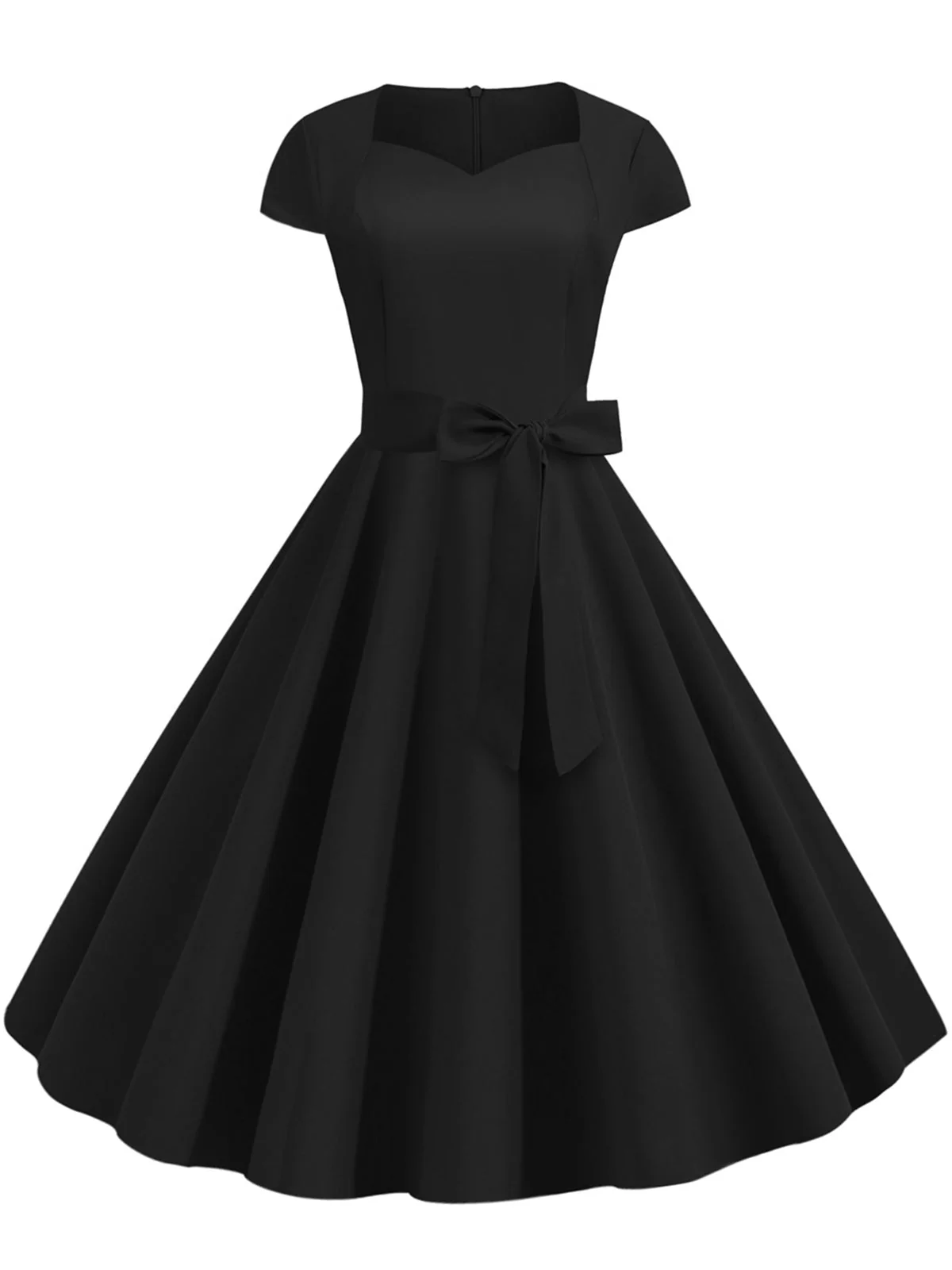 Robe trapèze rétro à ceinture unie des années 1950 - Image 7