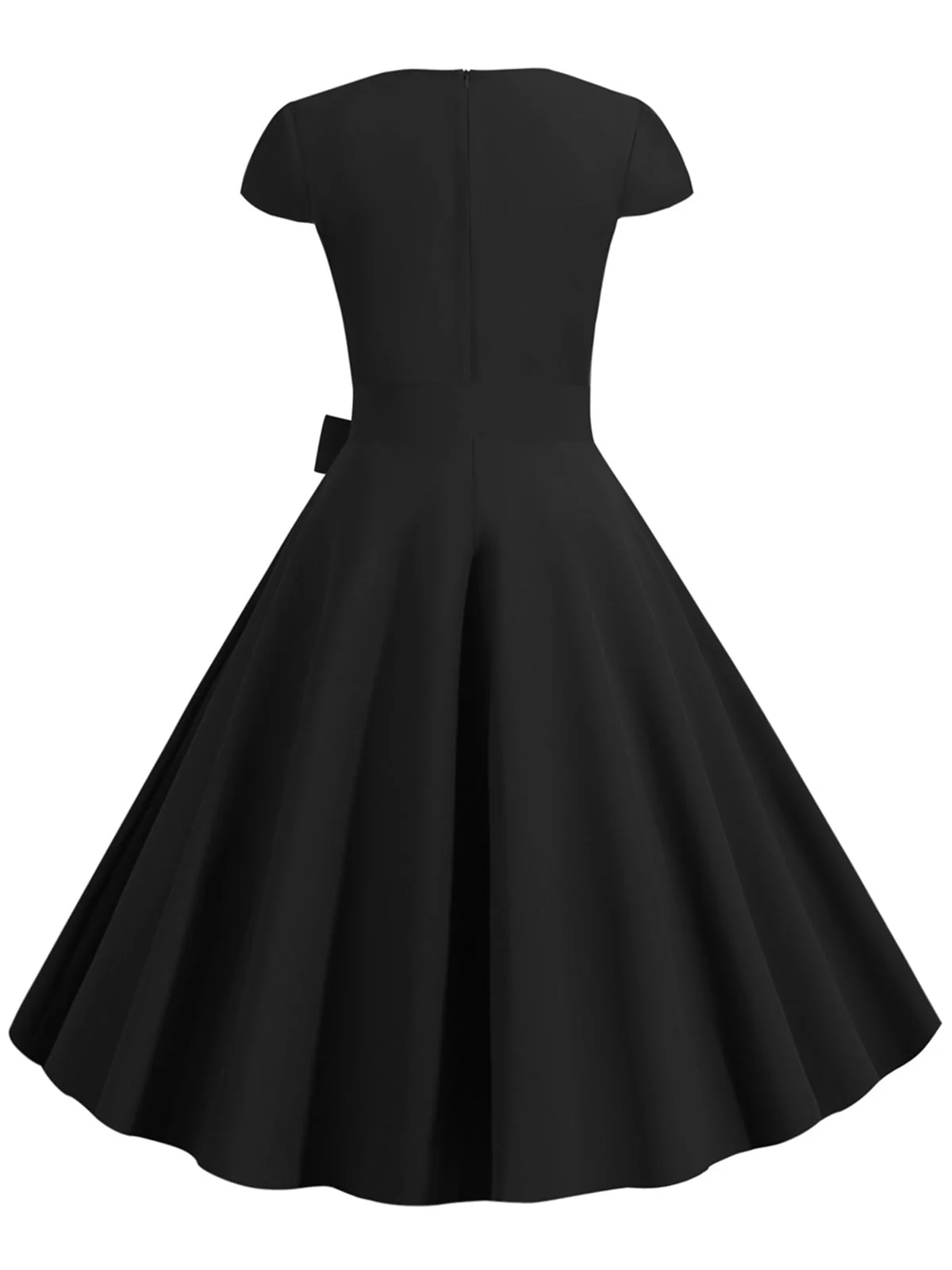 Robe trapèze rétro à ceinture unie des années 1950 - Image 8