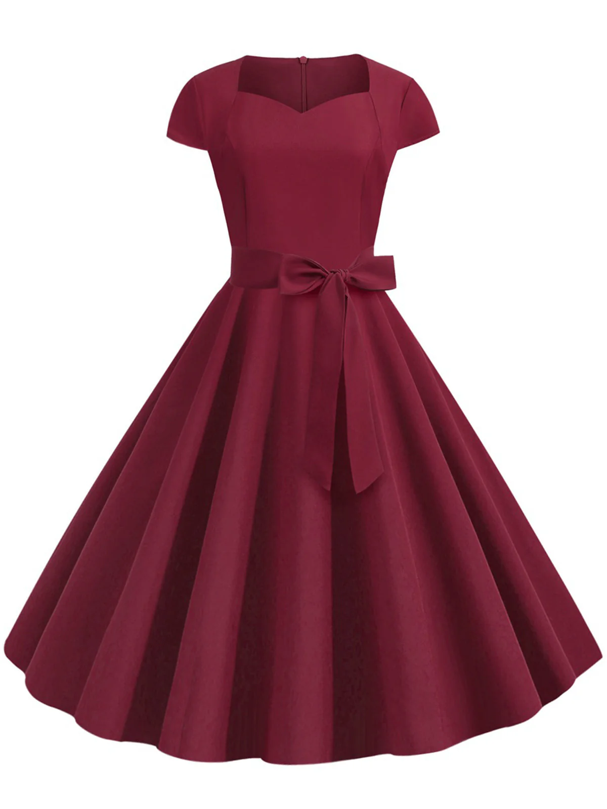 Robe trapèze rétro à ceinture unie des années 1950 - Image 9