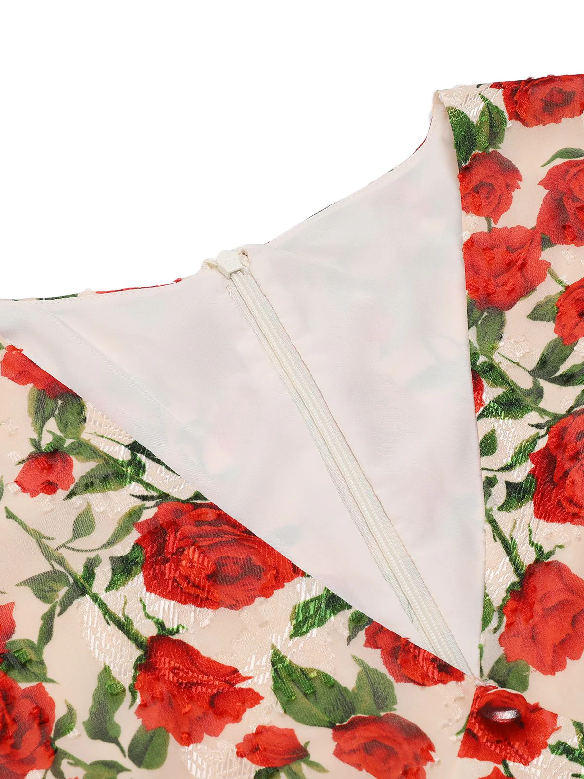 Robe trapèze rose à col en V des années 1940 rouge - Image 14