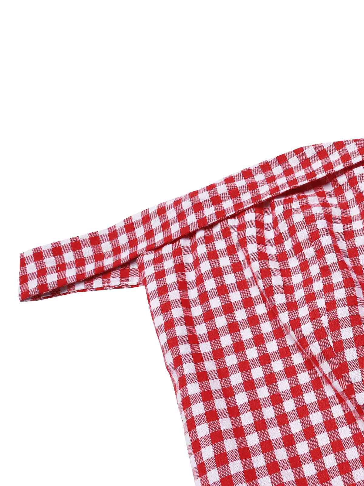 Robe trapèze rouge à carreaux et épaules dénudées des années 1950 - Image 4