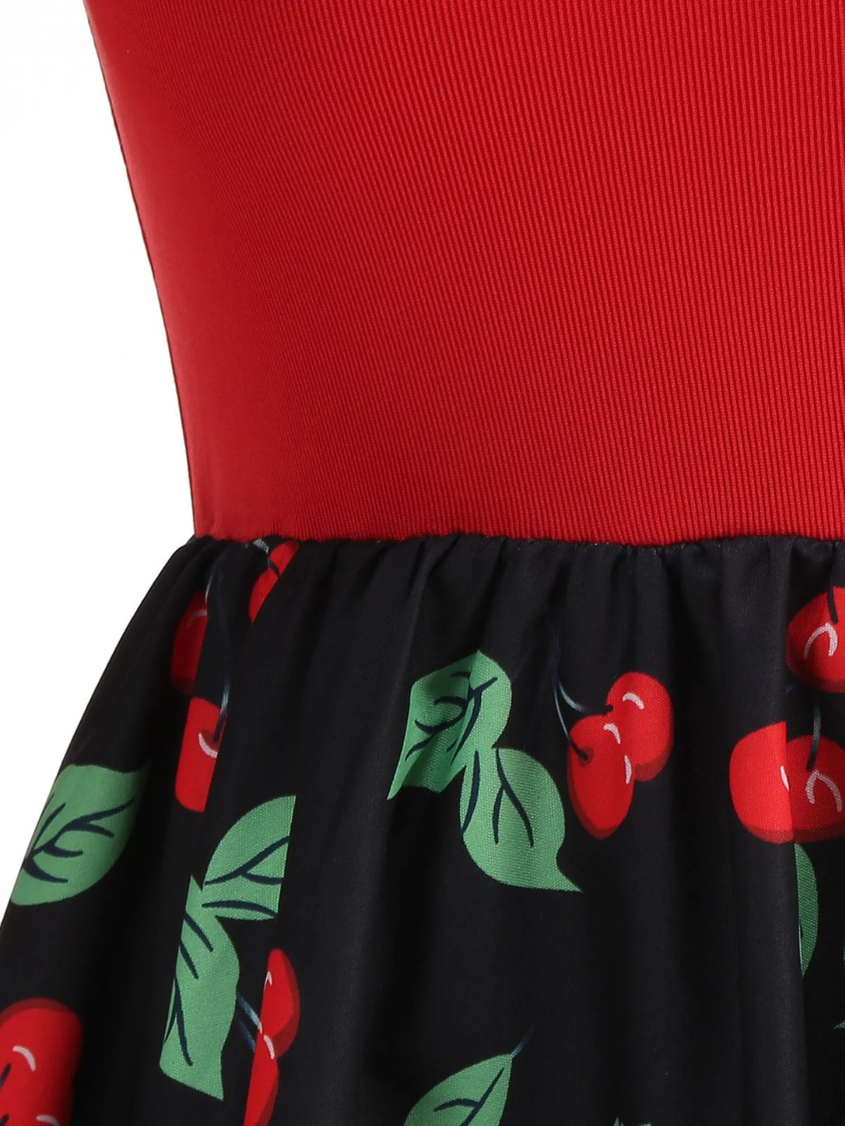 Robe trapèze rouge cerises et à manches longues années 1950 - Image 4