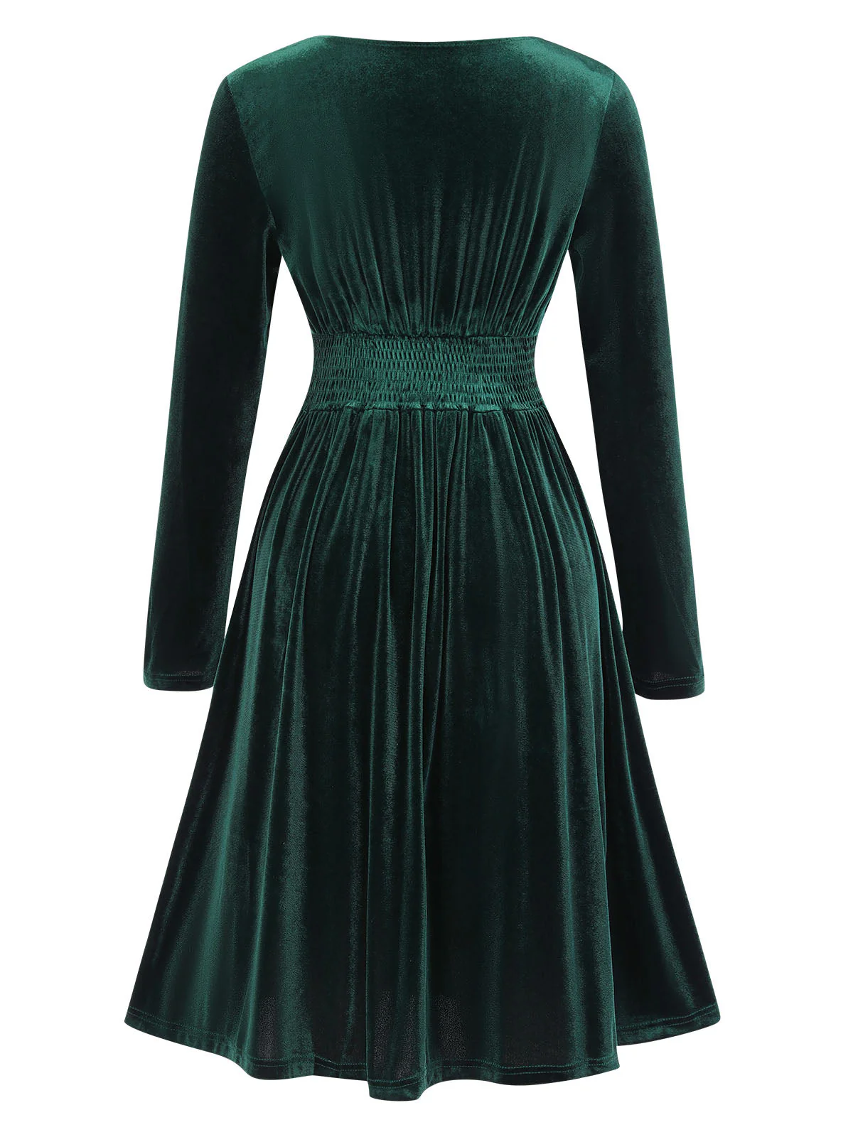 Robe trapèze unie à col en V des années 1940 - Image 11