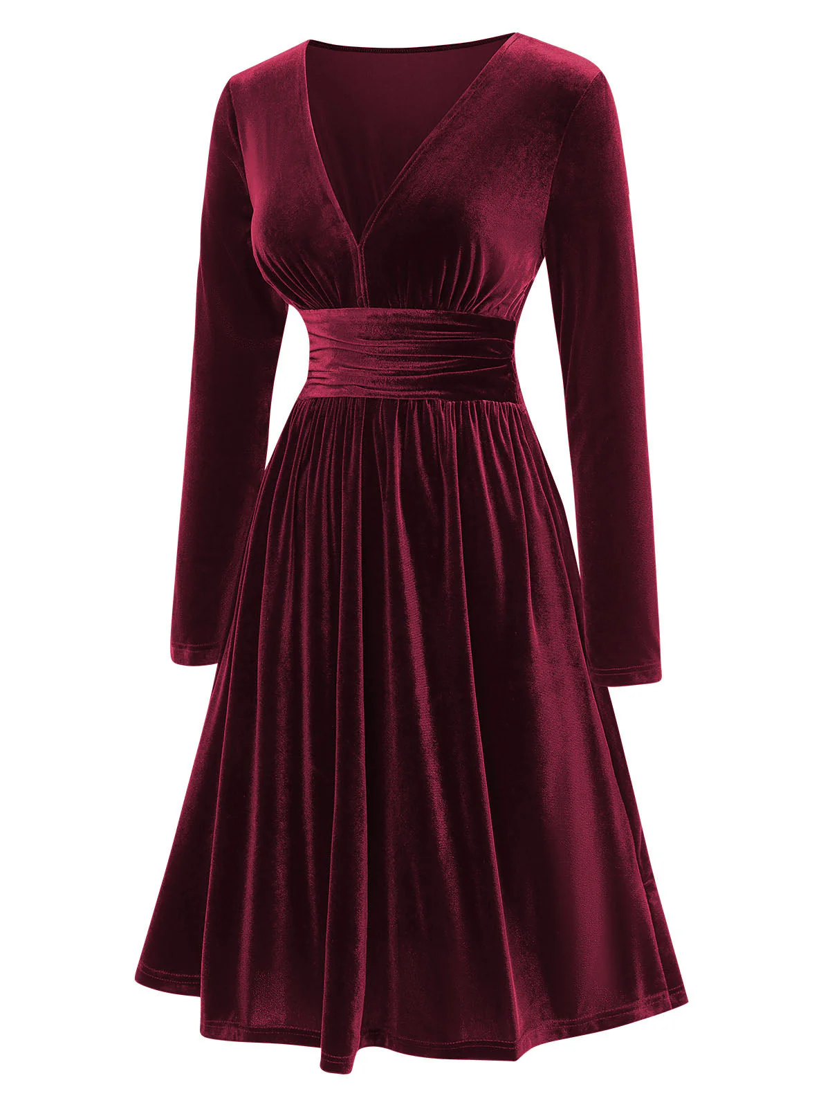 Robe trapèze unie à col en V des années 1940 - Image 2