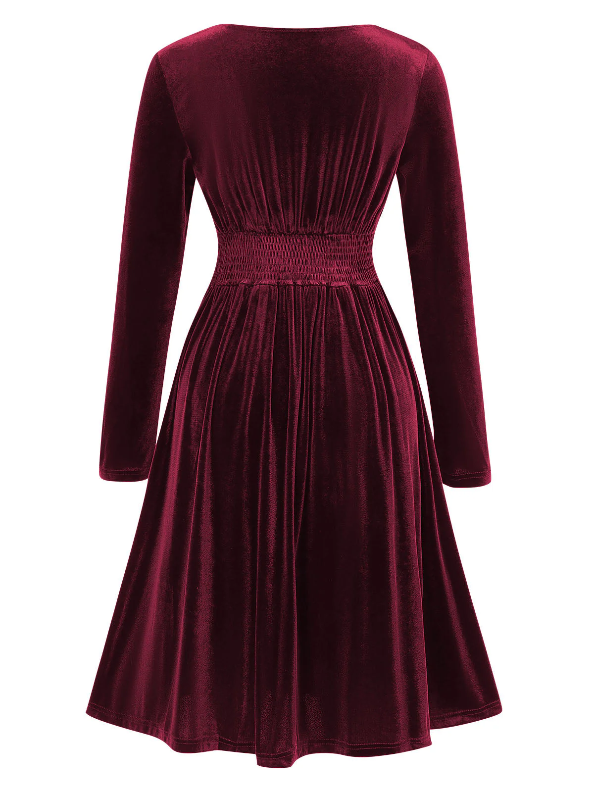Robe trapèze unie à col en V des années 1940 - Image 3