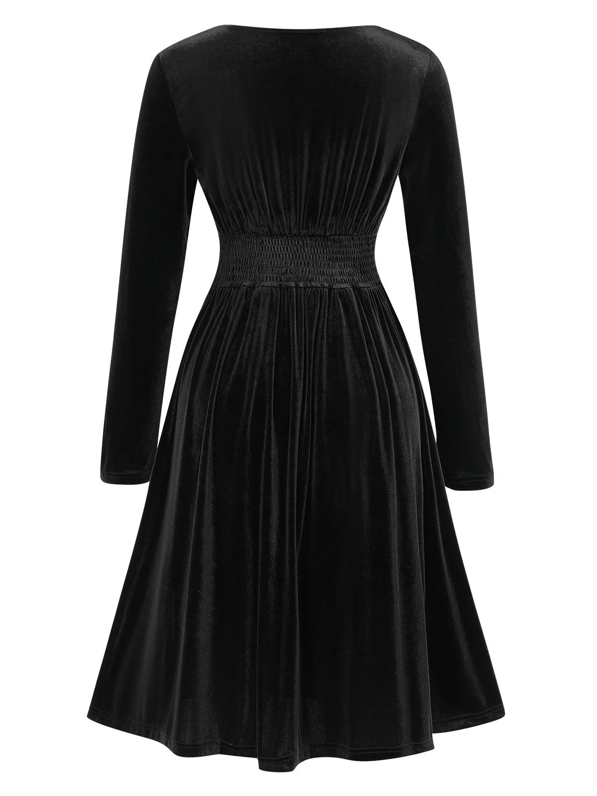 Robe trapèze unie à col en V des années 1940 - Image 7