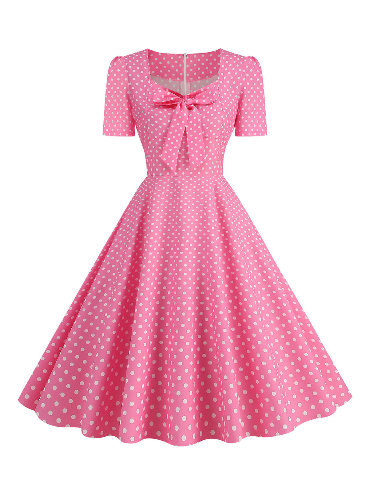 Robe trapèze vintage Col Chérie avec Noeud des années 1950 - Image 13