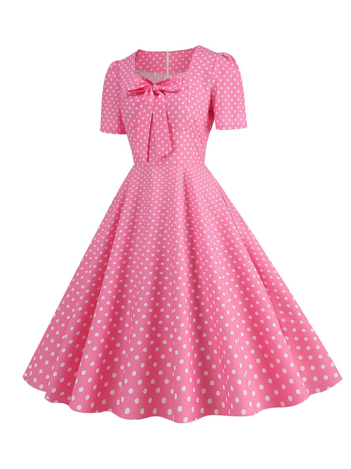 Robe trapèze vintage Col Chérie avec Noeud des années 1950 - Image 14