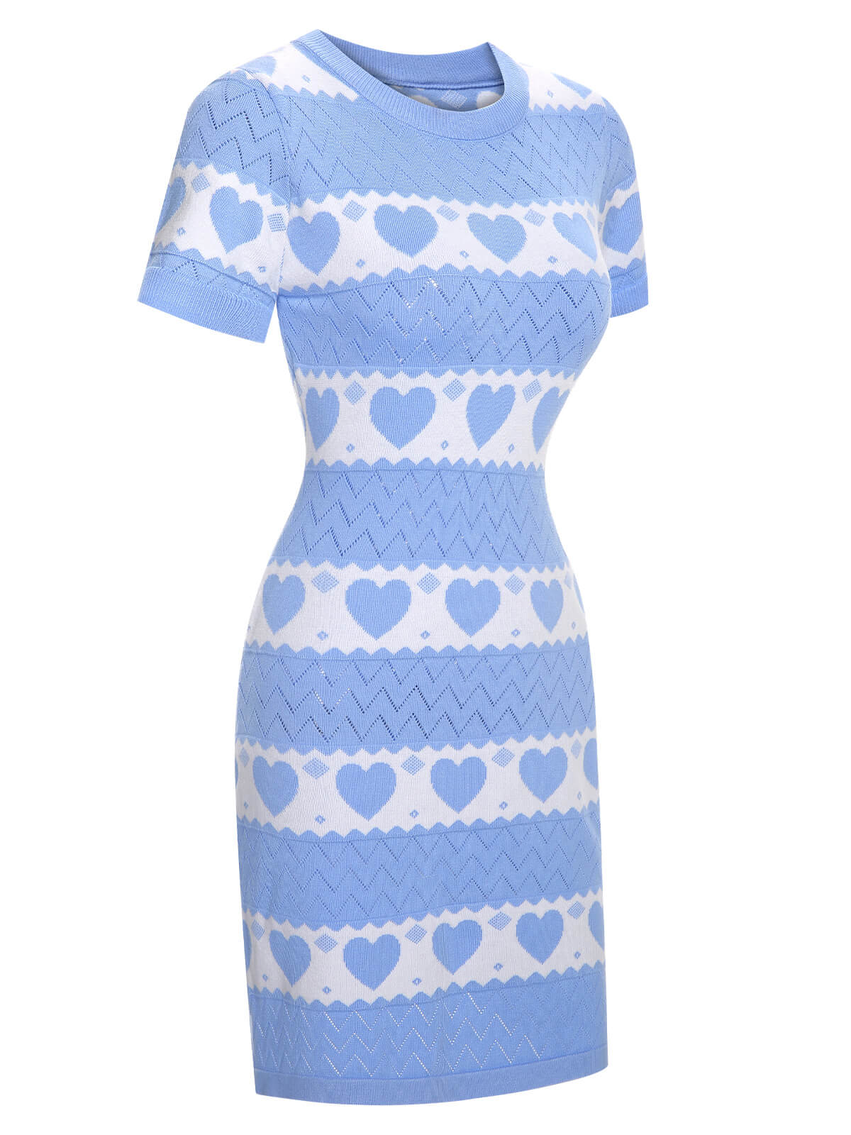 Robe tricotée à manches courtes cœurs des années 1960 - Image 3