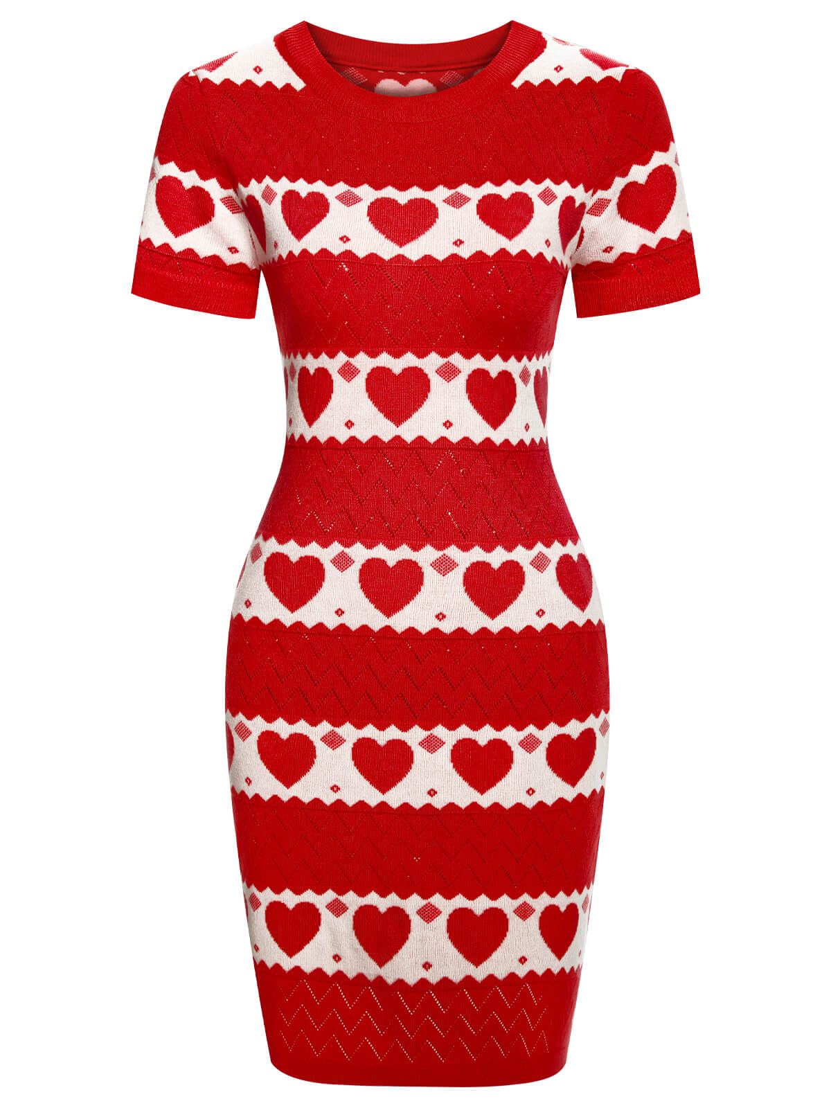 Robe tricotée à manches courtes cœurs des années 1960 - Image 5