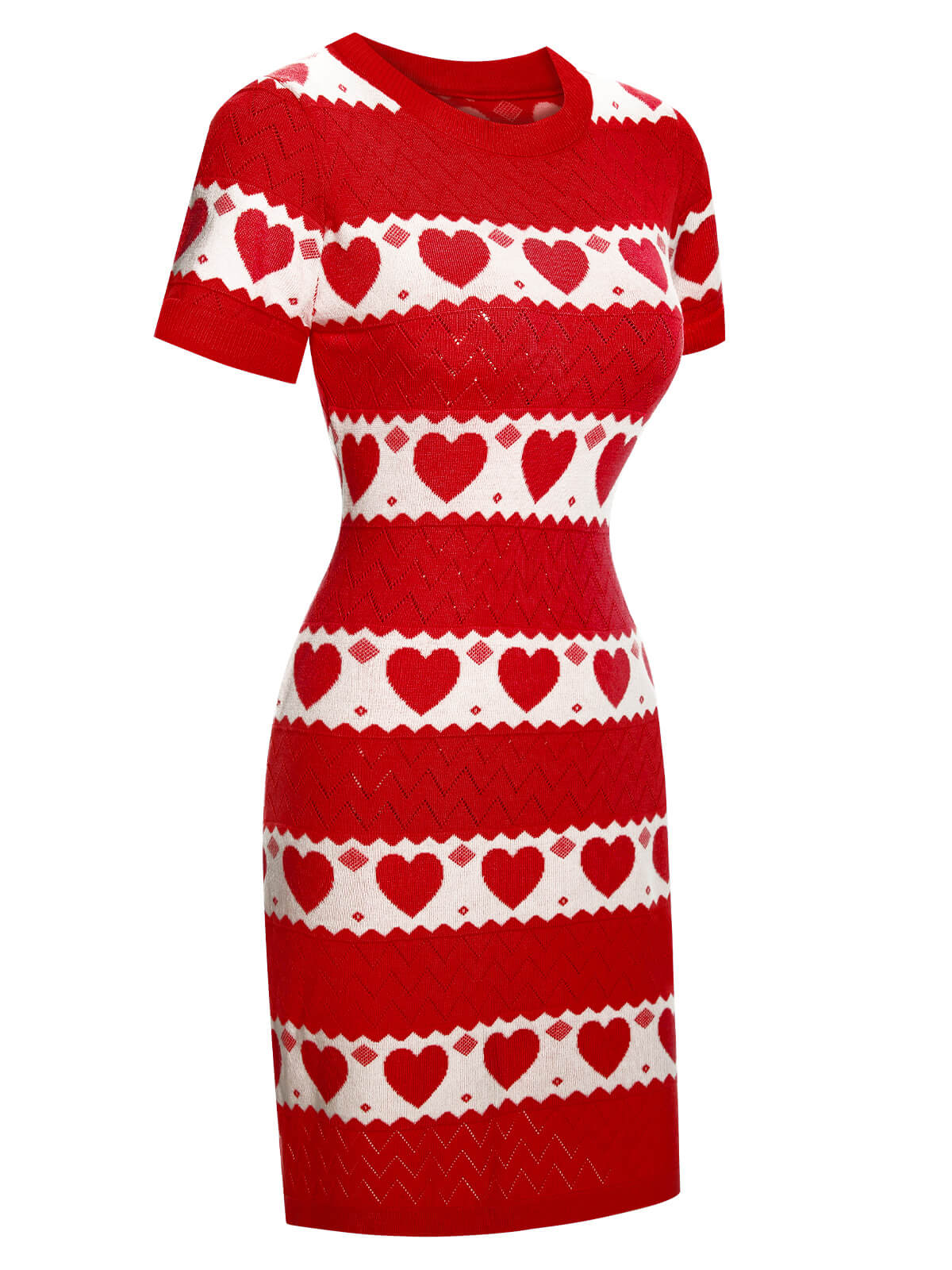 Robe tricotée à manches courtes cœurs des années 1960 - Image 6