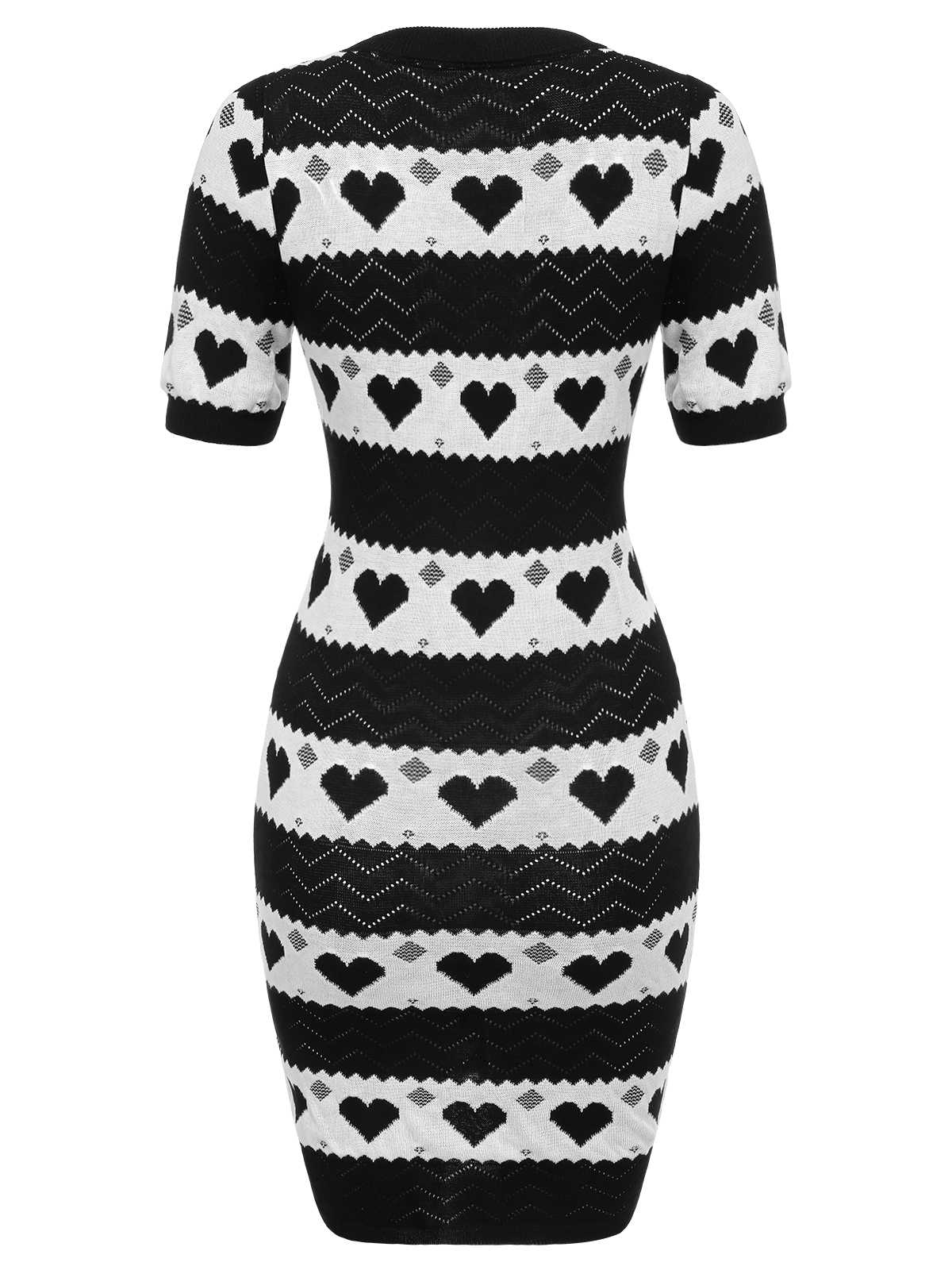 Robe tricotée noire à cœur contrastant des années 1960 - Image 6