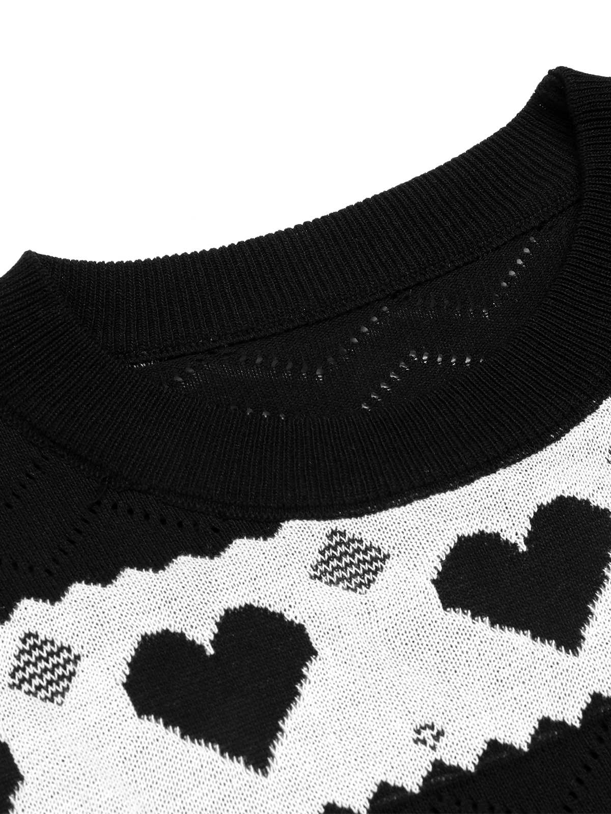 Robe tricotée noire à cœur contrastant des années 1960 - Image 7