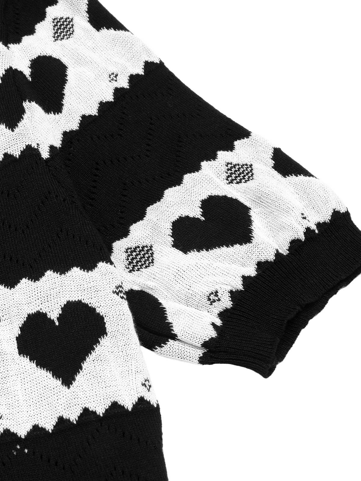 Robe tricotée noire à cœur contrastant des années 1960 - Image 8