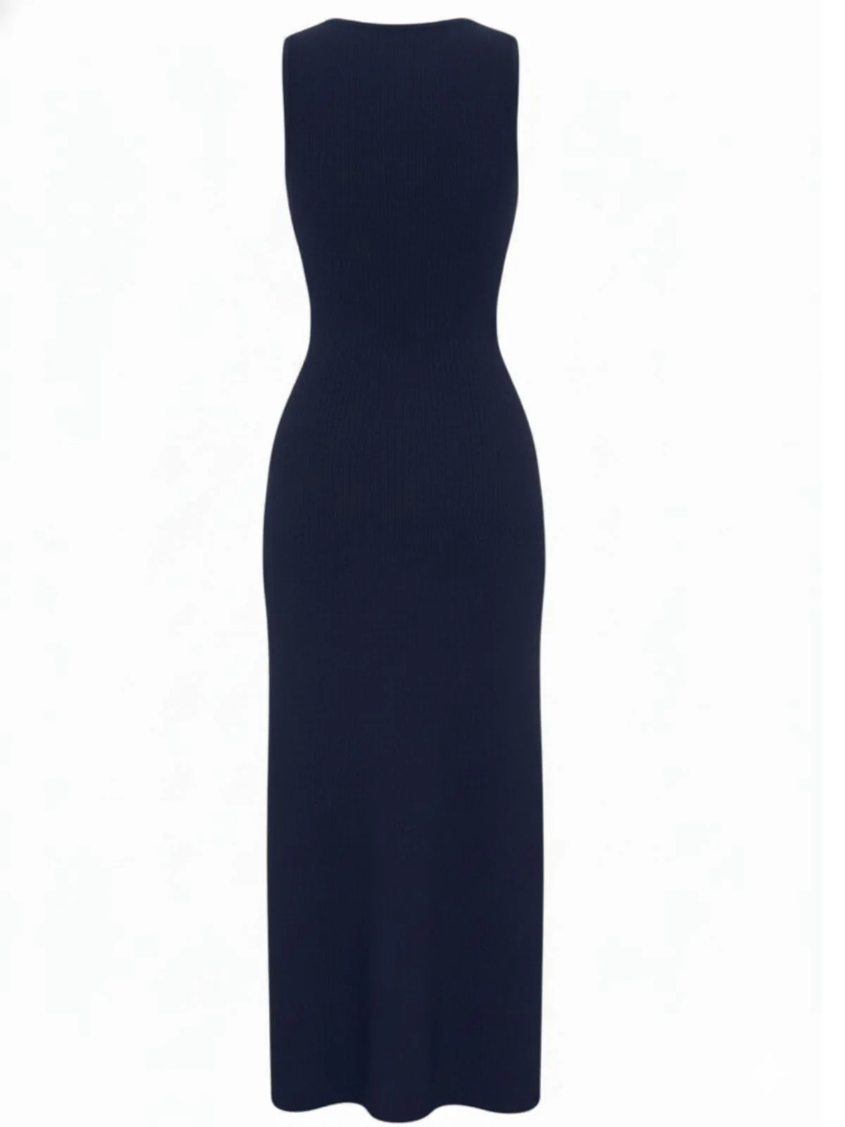 Robe tricotée unie sans manches simple boutonnage années 1960 - Image 5