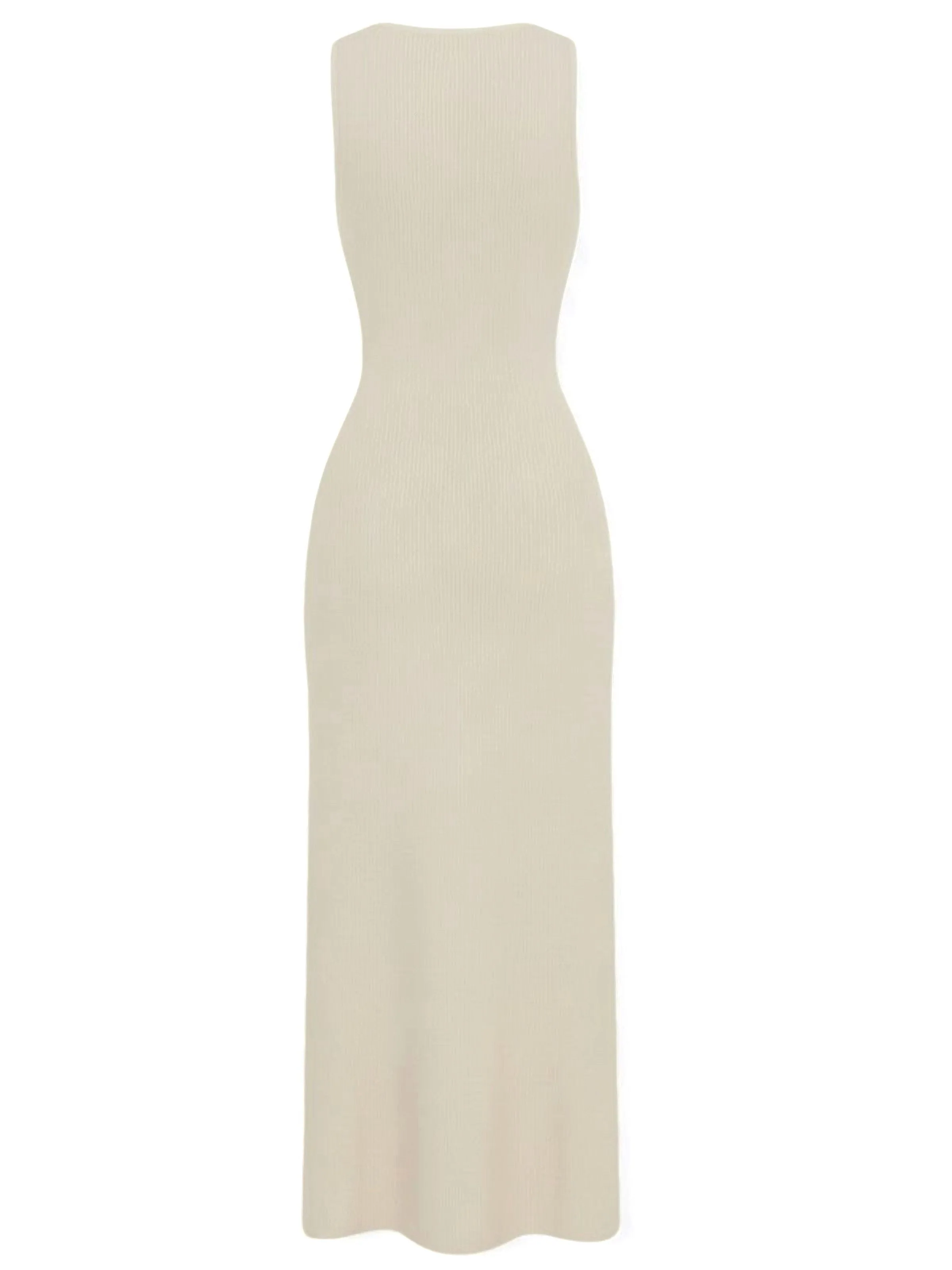 Robe tricotée unie sans manches simple boutonnage années 1960 - Image 7