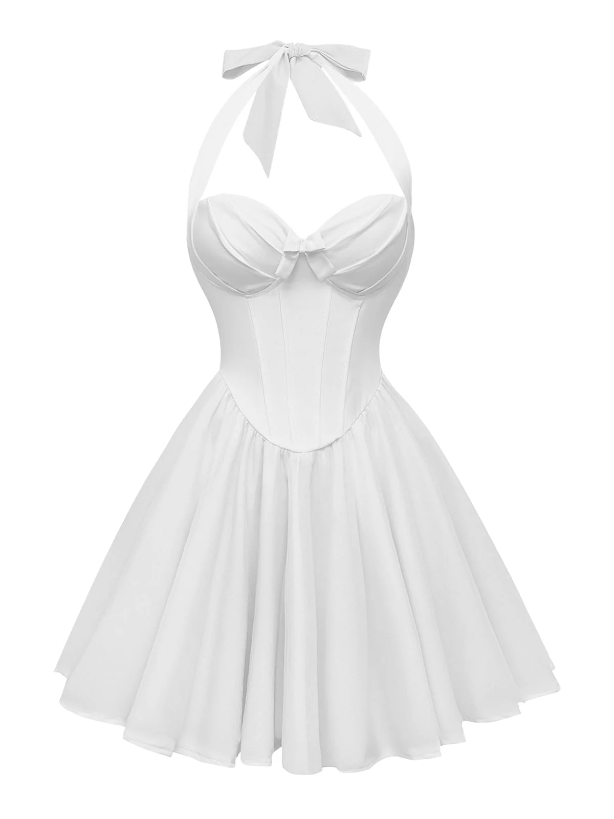 Robe tutu unie à bretelles et col licou années 1960