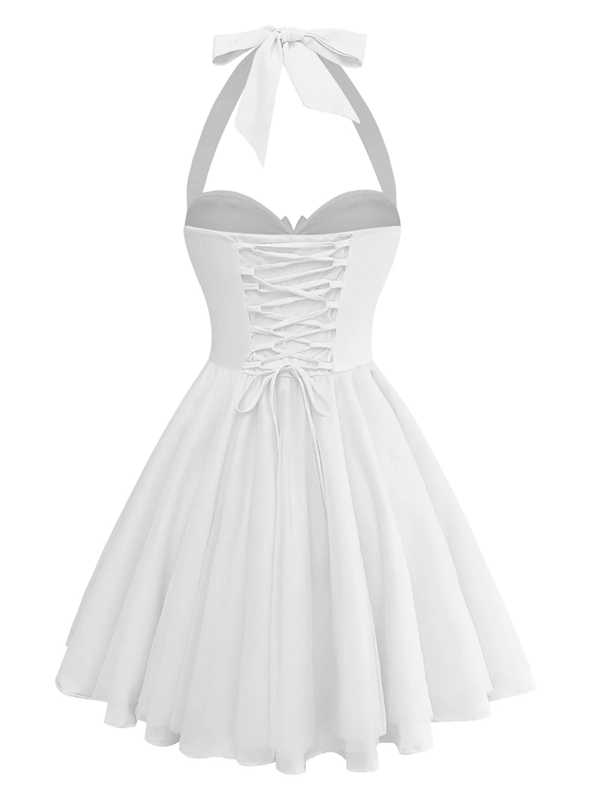 Robe tutu unie à bretelles et col licou années 1960 - Image 2