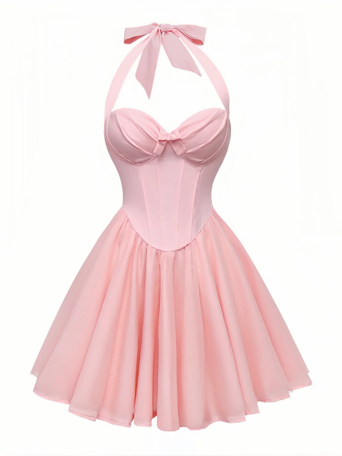 Robe tutu unie à bretelles et col licou années 1960 - Image 4