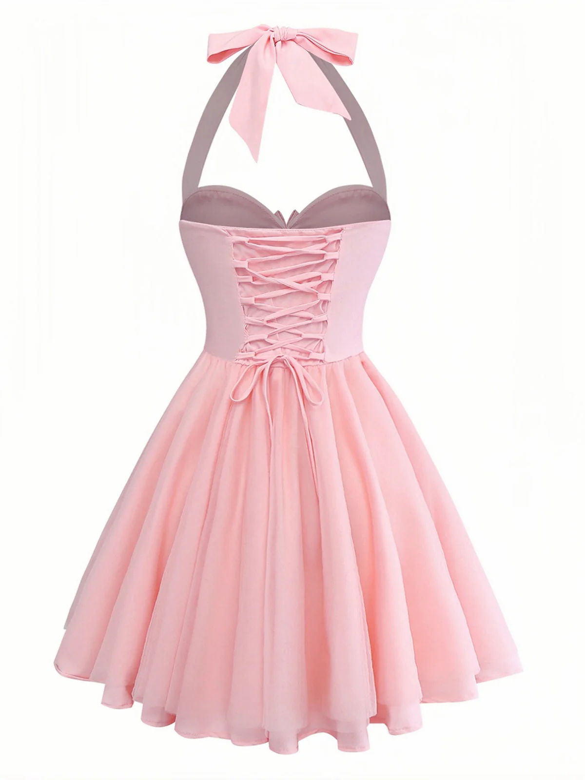 Robe tutu unie à bretelles et col licou années 1960 - Image 5