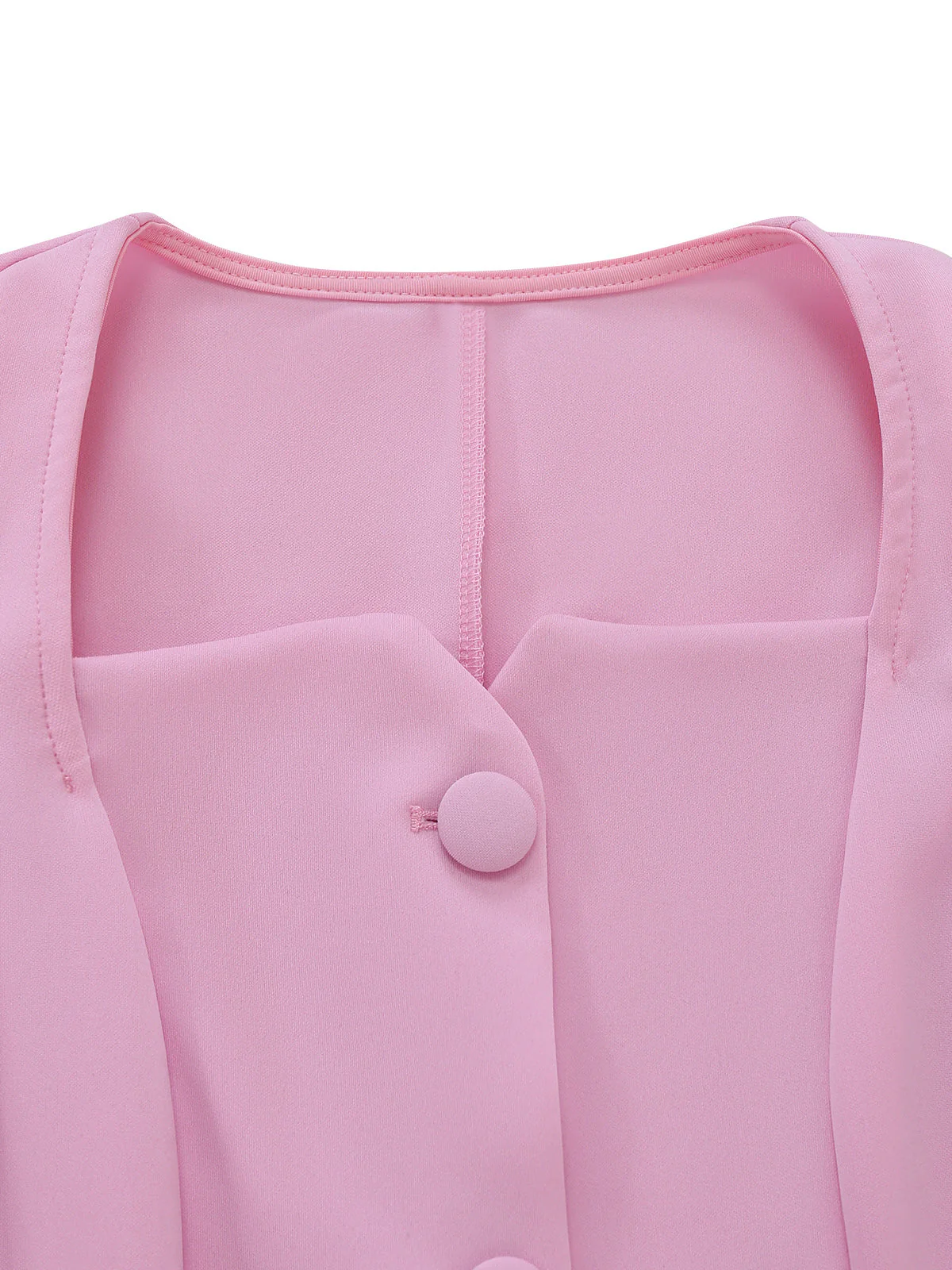 Robe Uni Plissée Manches Longues Col CœurAnnée 1950 - Image 4