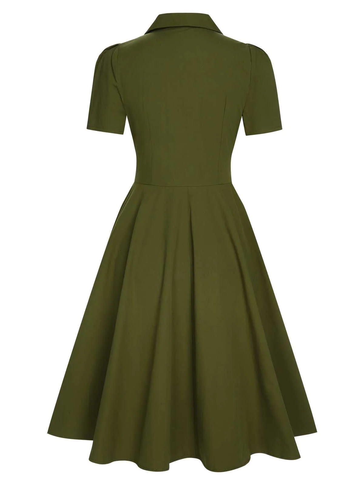 Robe unie boutonnée à revers vert armée des années 40 - Image 4