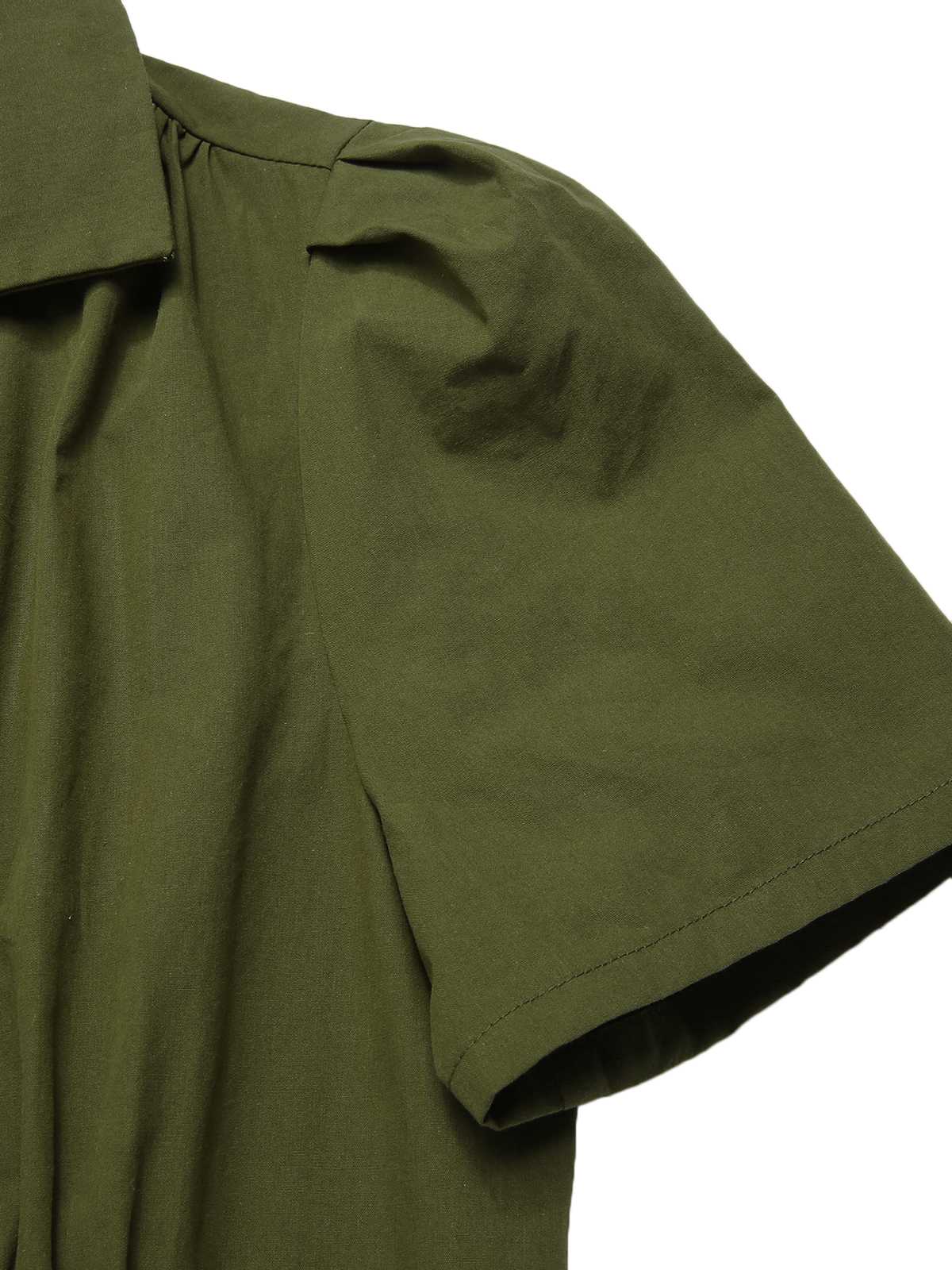 Robe unie boutonnée à revers vert armée des années 40 - Image 5