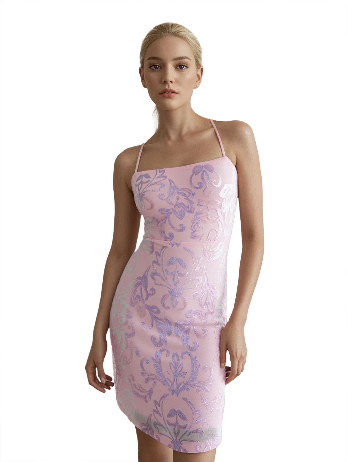 Robe Unie Paillettes Bretelles Épaghetti Dos Nu Années 1920 - Image 16