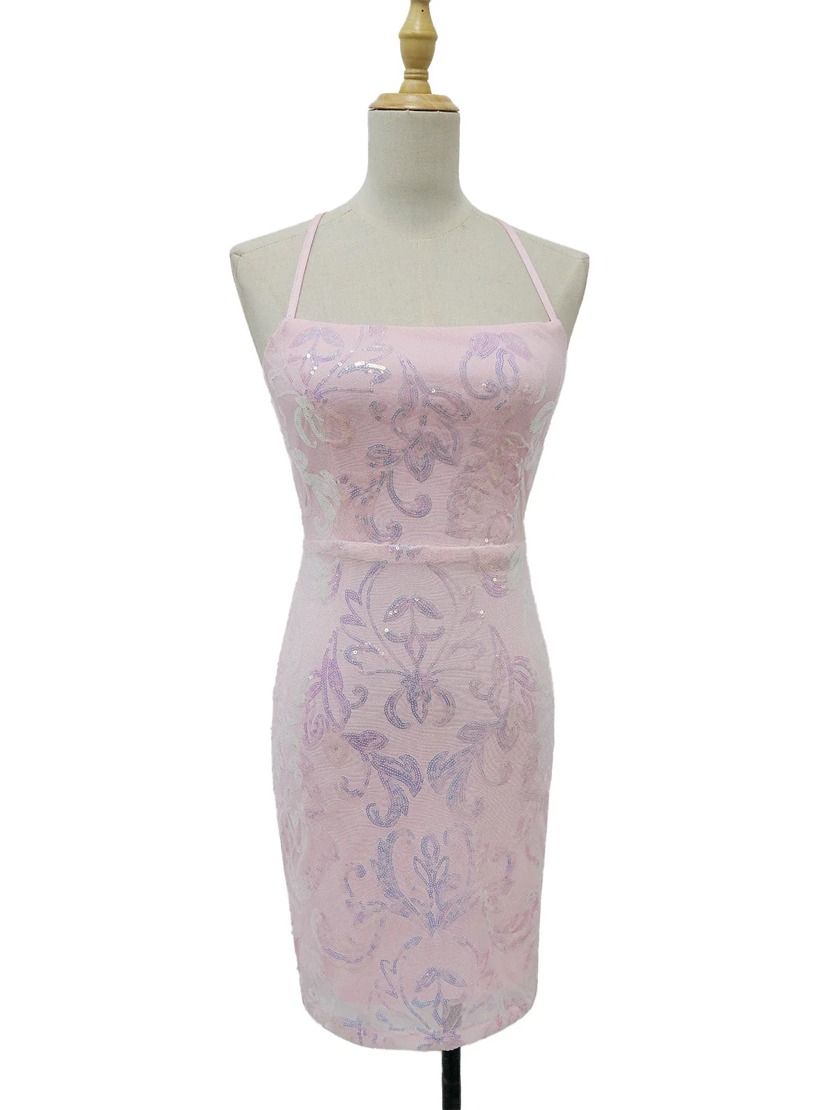 Robe Unie Paillettes Bretelles Épaghetti Dos Nu Années 1920 - Image 19