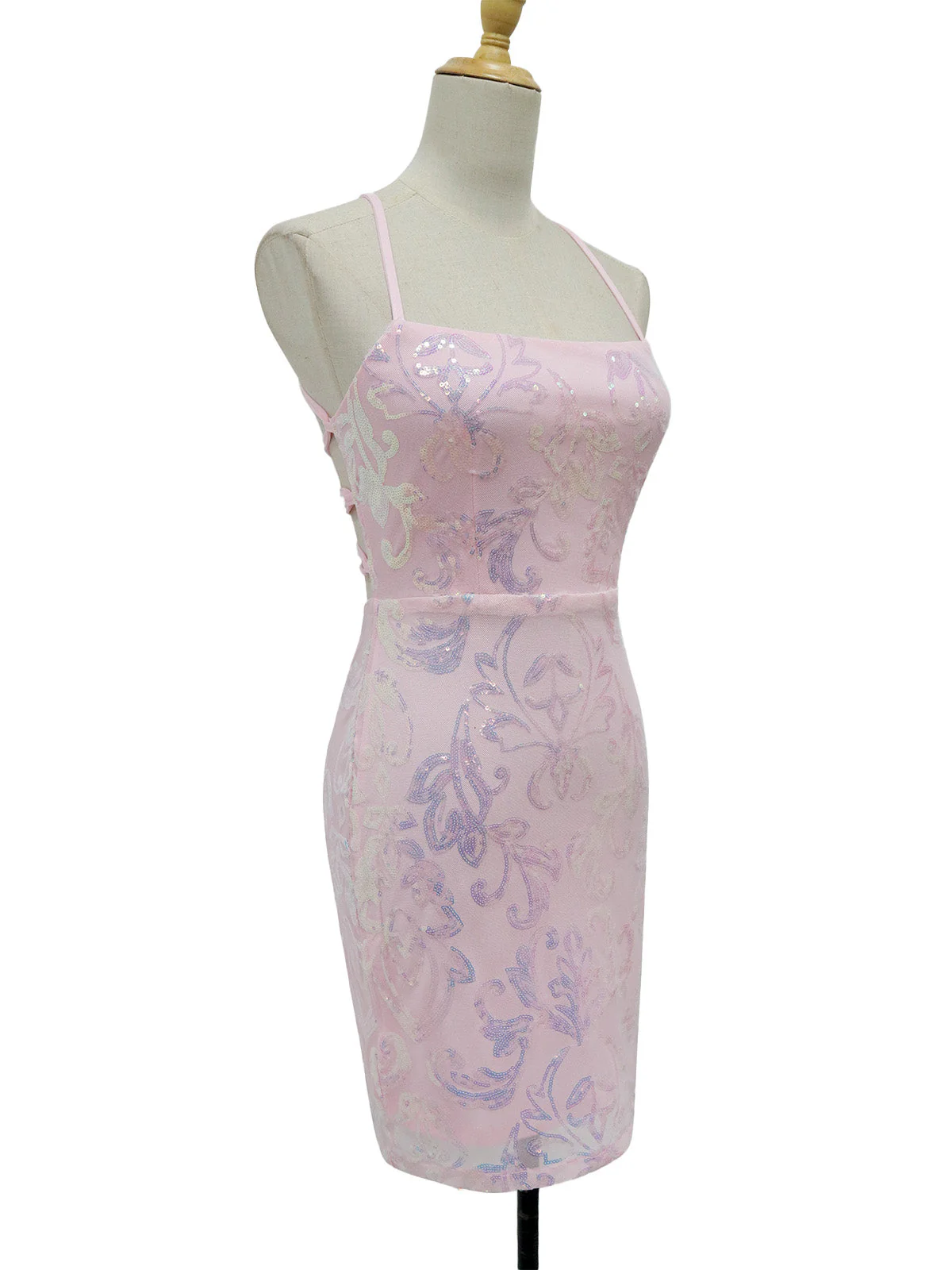 Robe Unie Paillettes Bretelles Épaghetti Dos Nu Années 1920 - Image 20