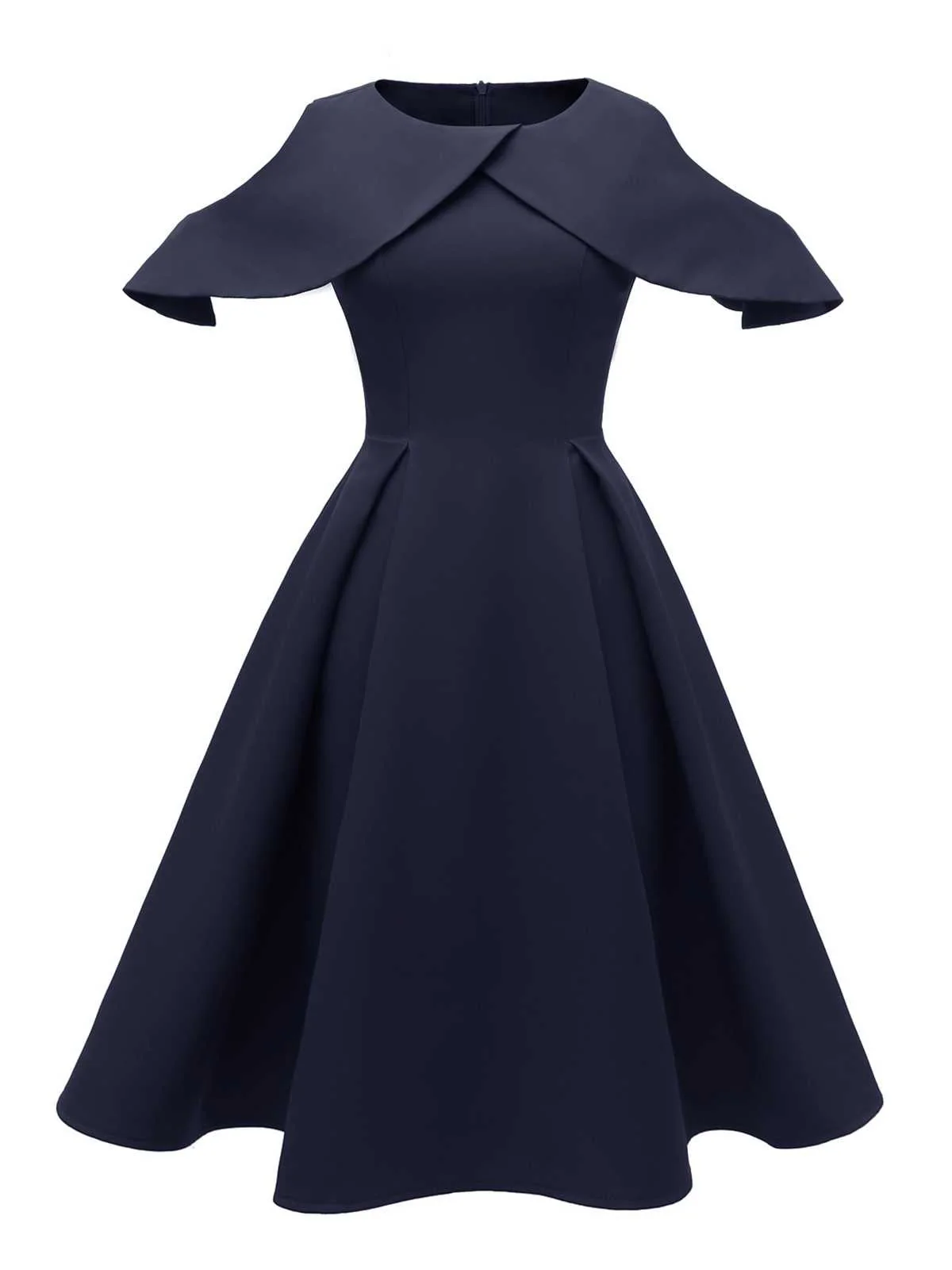 Robe unie patchwork à épaules dénudées des années 1950