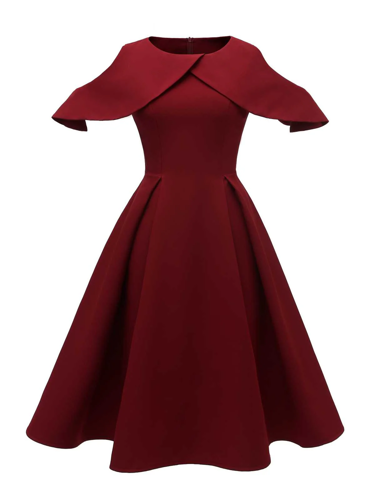 Robe unie patchwork à épaules dénudées des années 1950 - Image 3