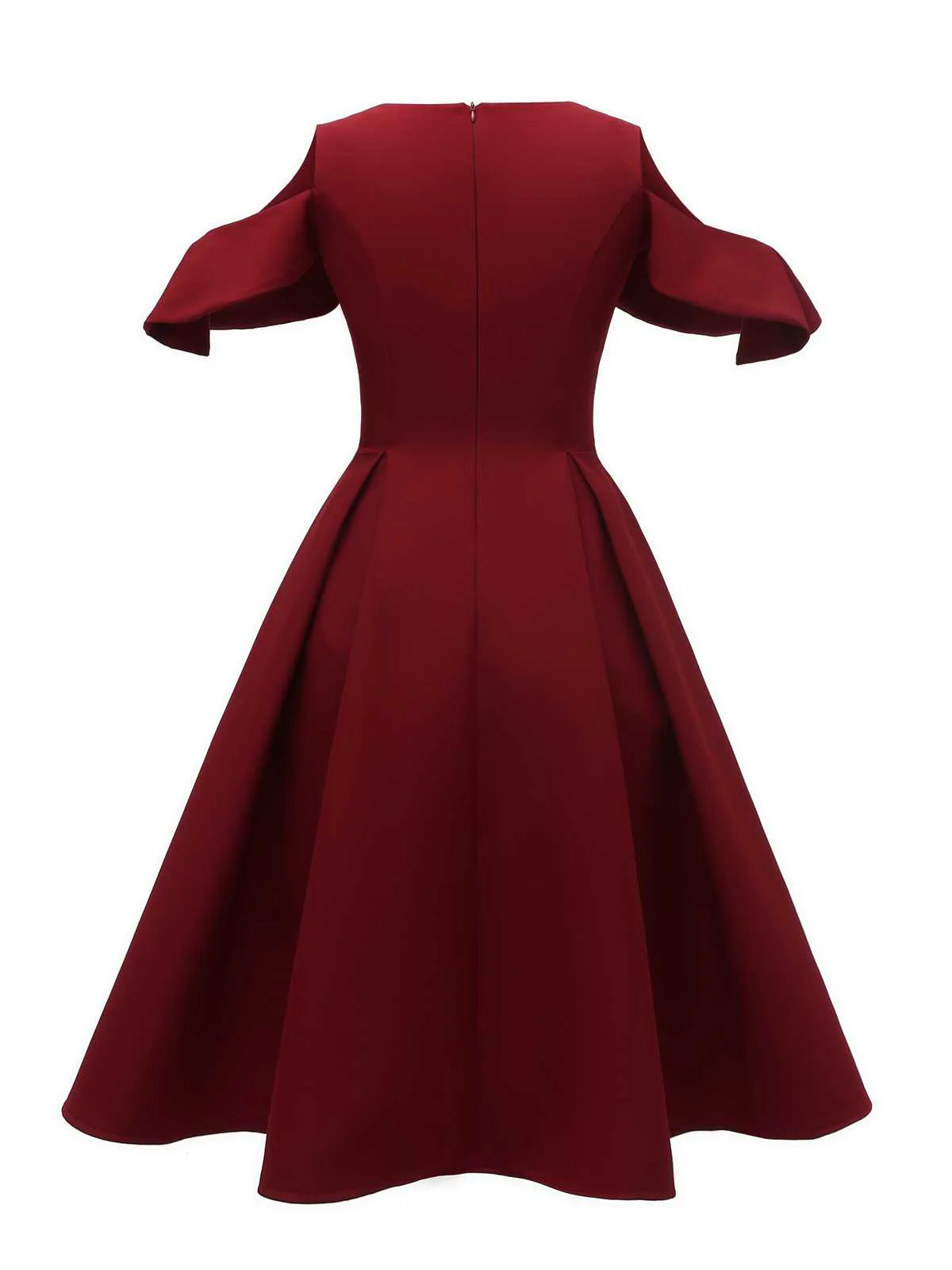 Robe unie patchwork à épaules dénudées des années 1950 - Image 4