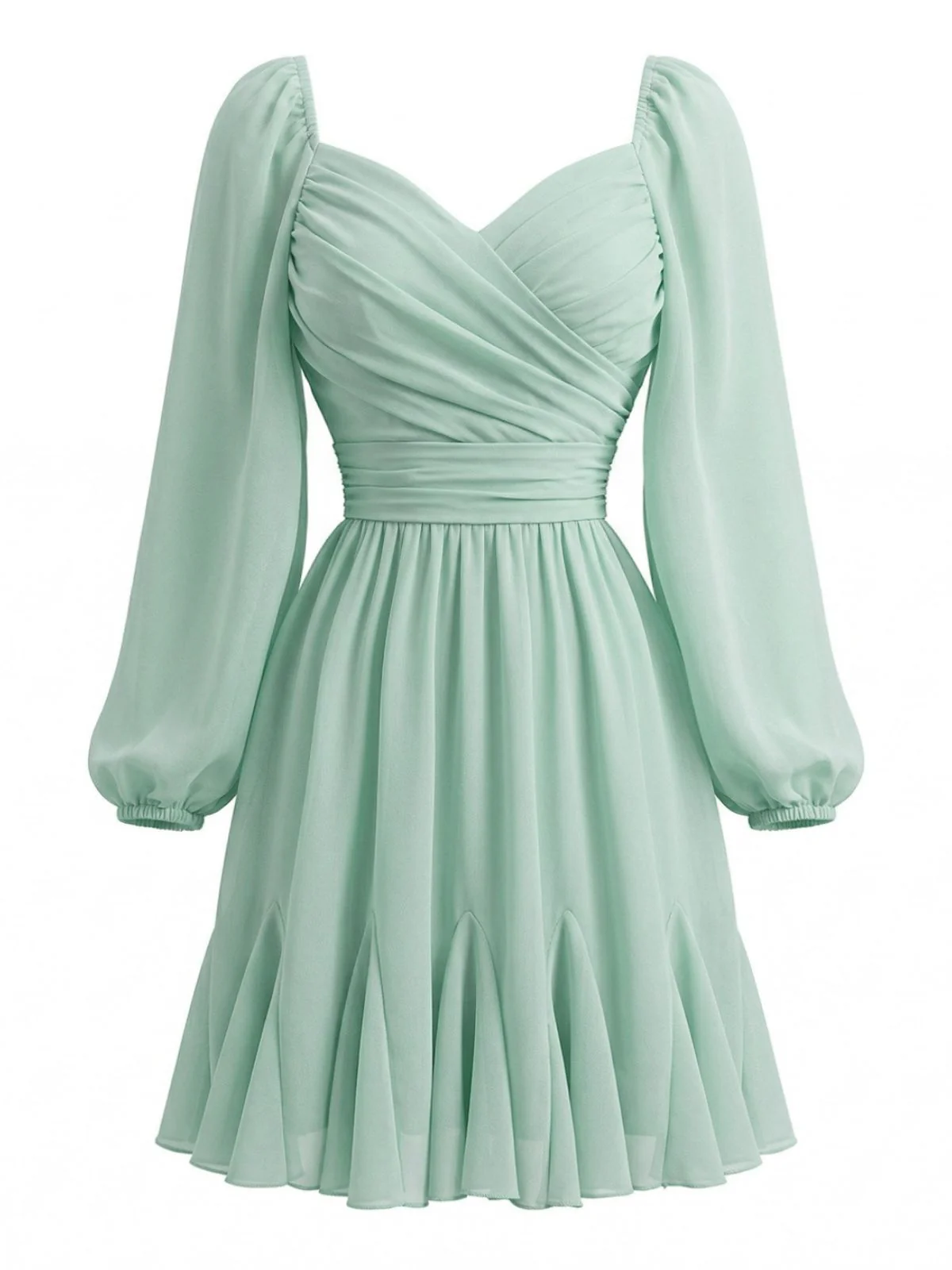 Robe Vert Clair à Volants Mousseline Années 50 - Image 2