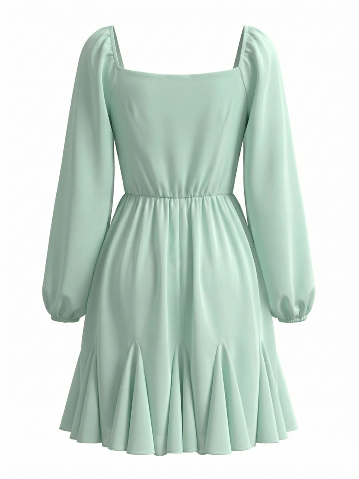Robe Vert Clair à Volants Mousseline Années 50 - Image 3