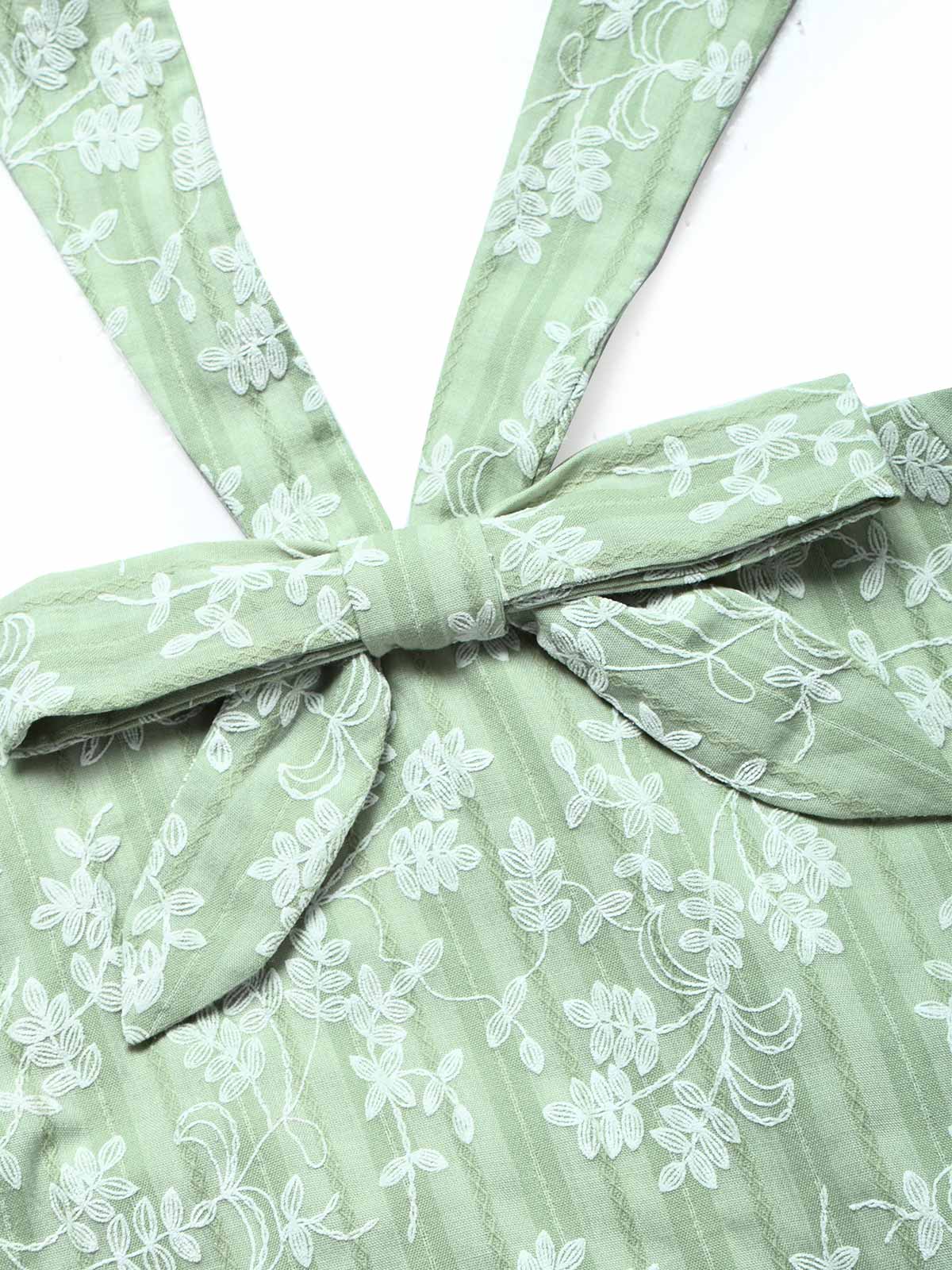 [Prévente] Robe Vert Menthe Petit Fleurs Coton Dos Nu Années 1940 - Image 5