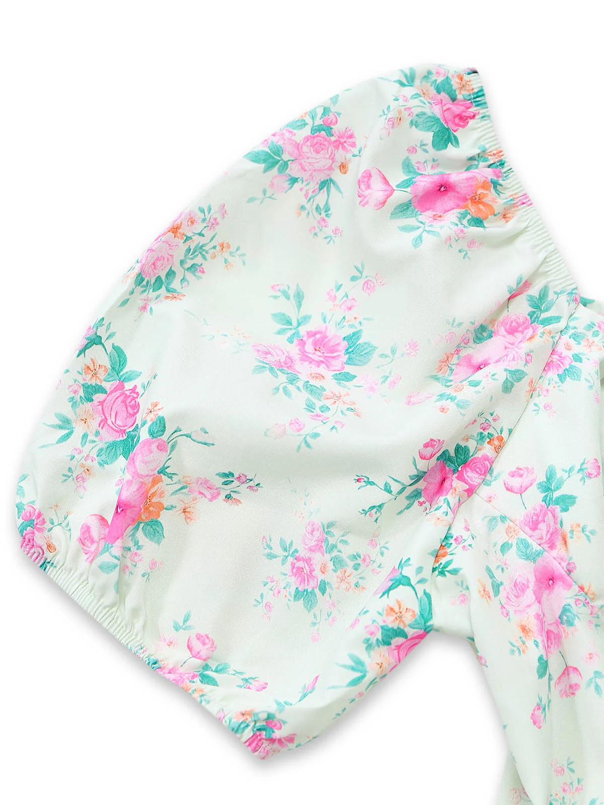 Robe Vert Petites Fleurs Manches Bouffantes Années 1950 - Image 5