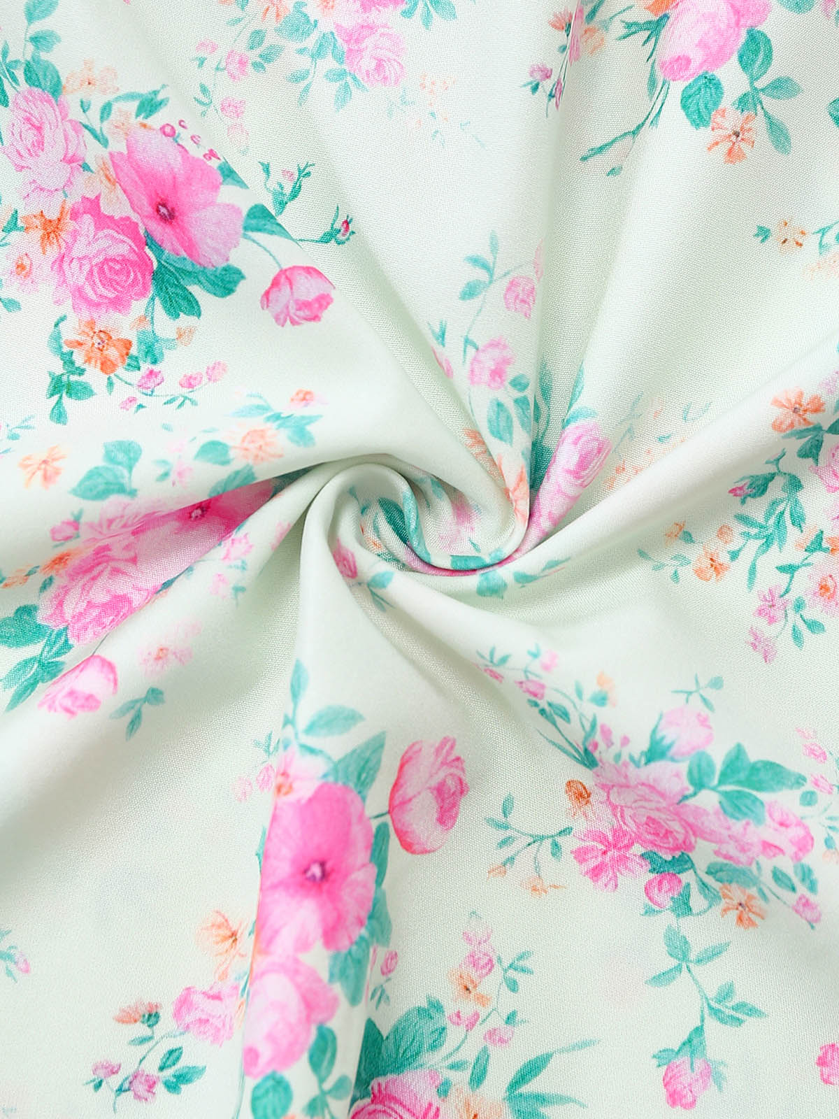Robe Vert Petites Fleurs Manches Bouffantes Années 1950 - Image 6