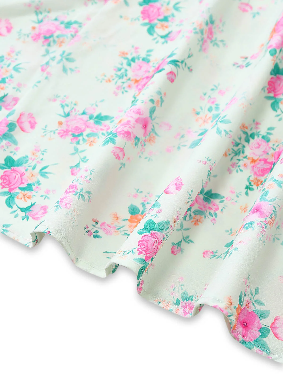 Robe Vert Petites Fleurs Manches Bouffantes Années 1950 - Image 7
