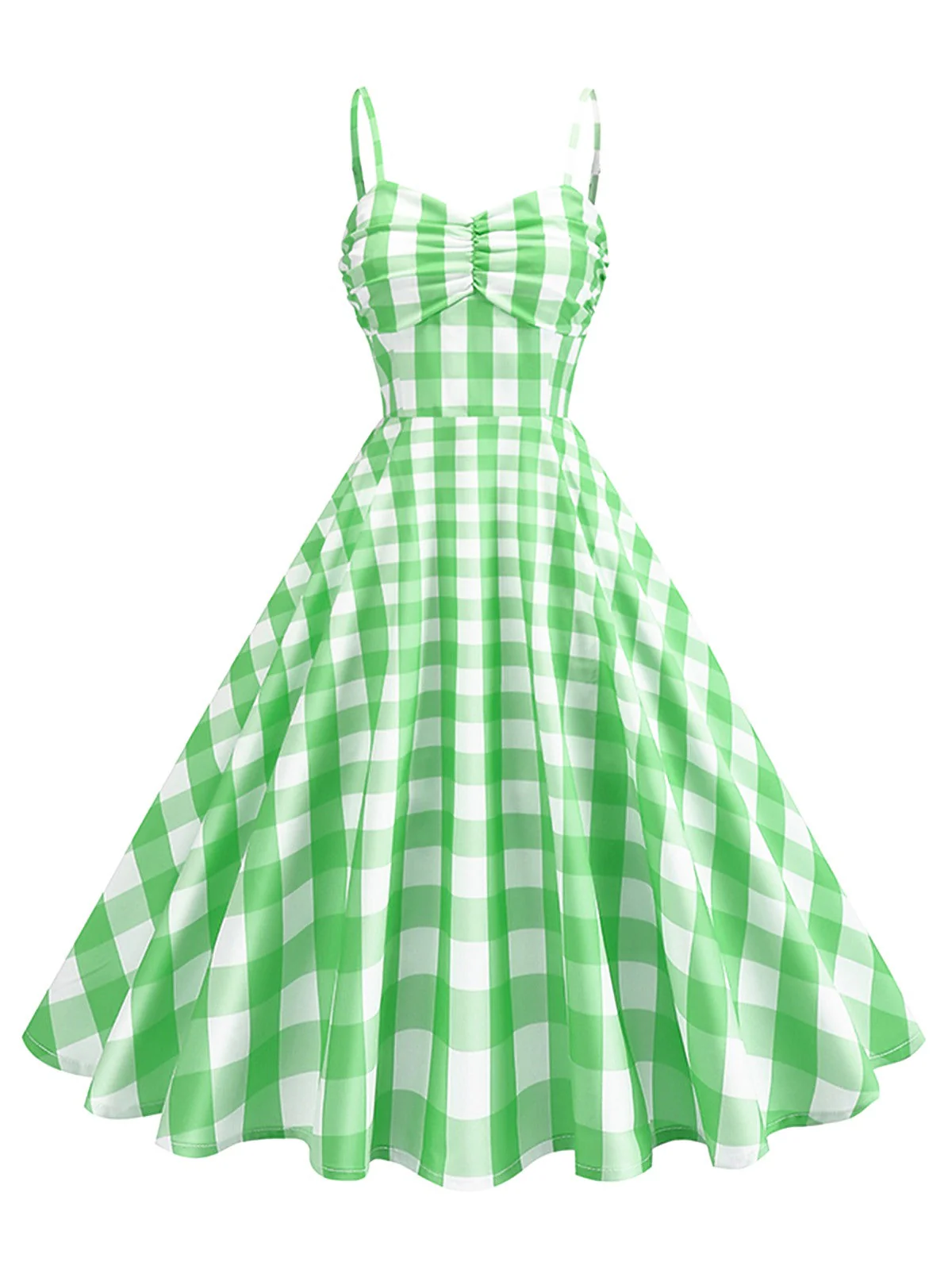 Robe à carreaux vichy et bretelles froncées des années 1950 - Image 5