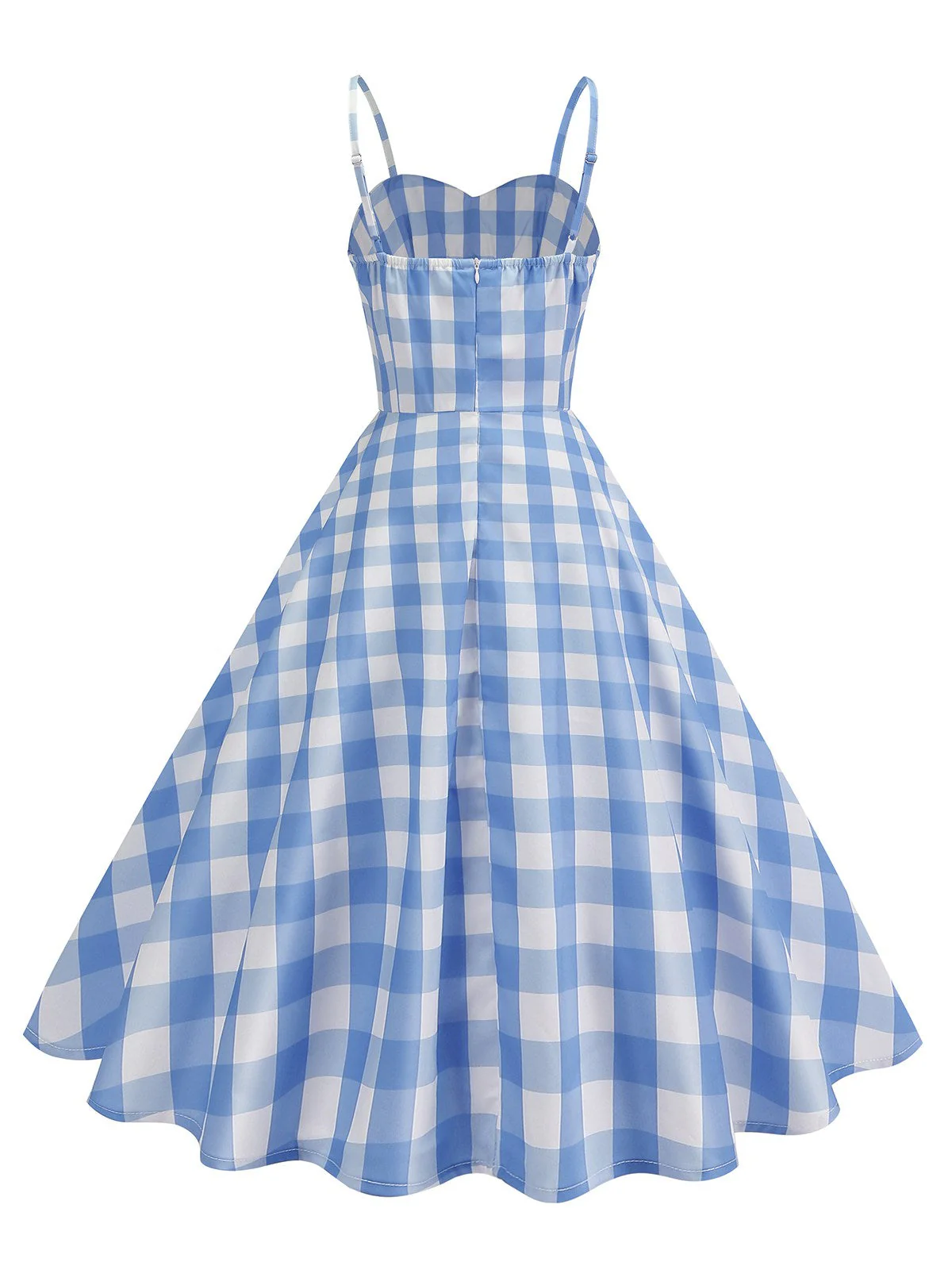 Robe à carreaux vichy et bretelles froncées des années 1950 - Image 2