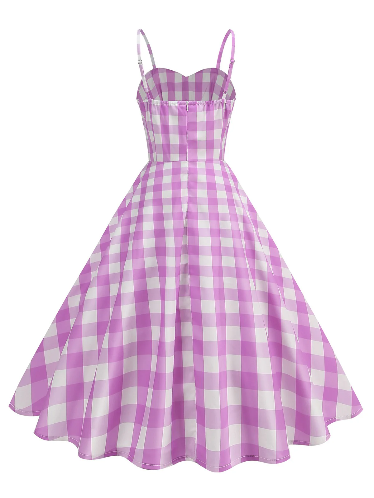 Robe à carreaux vichy et bretelles froncées des années 1950 - Image 4