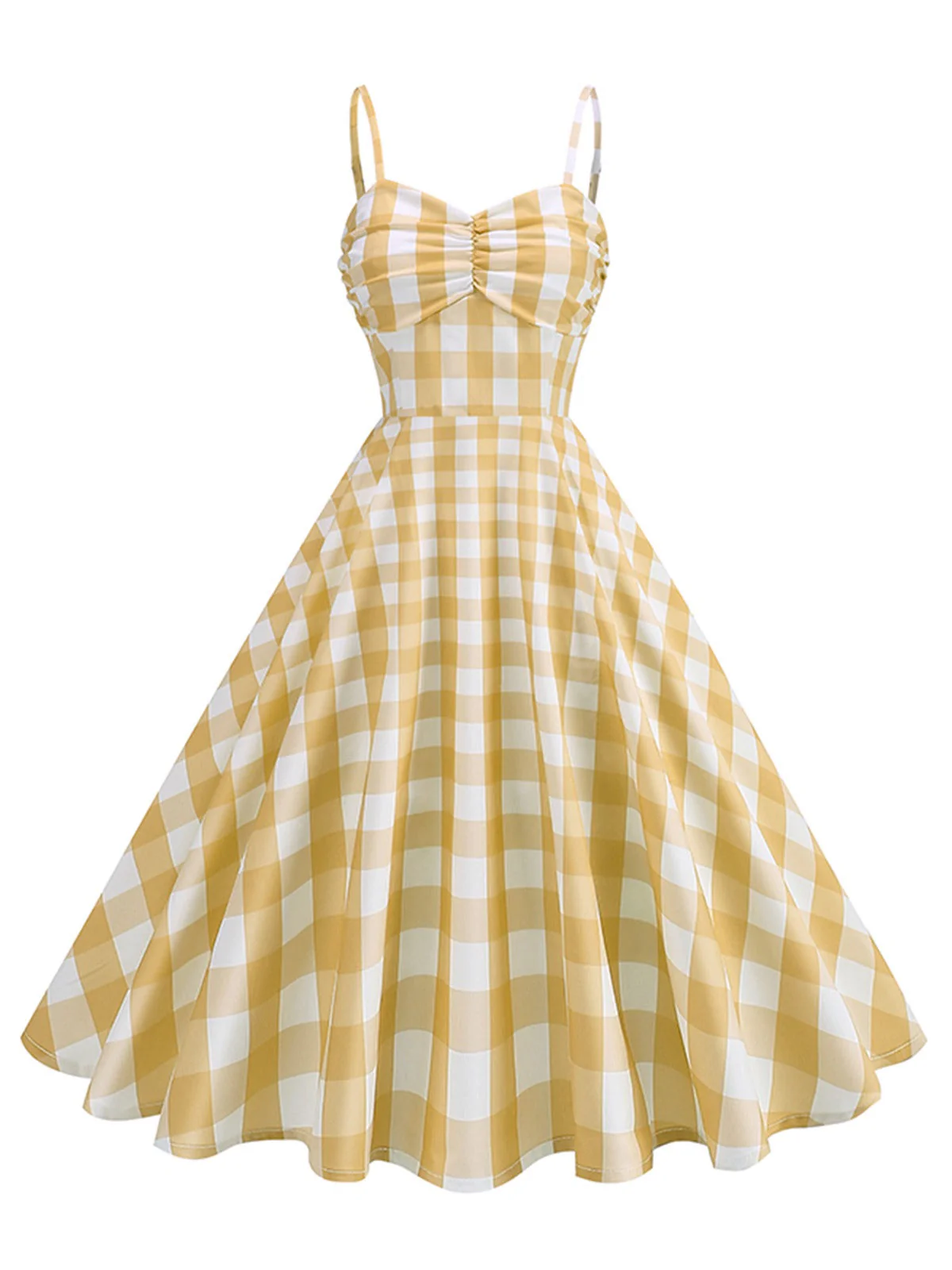 Robe à carreaux vichy et bretelles froncées des années 1950 - Image 7