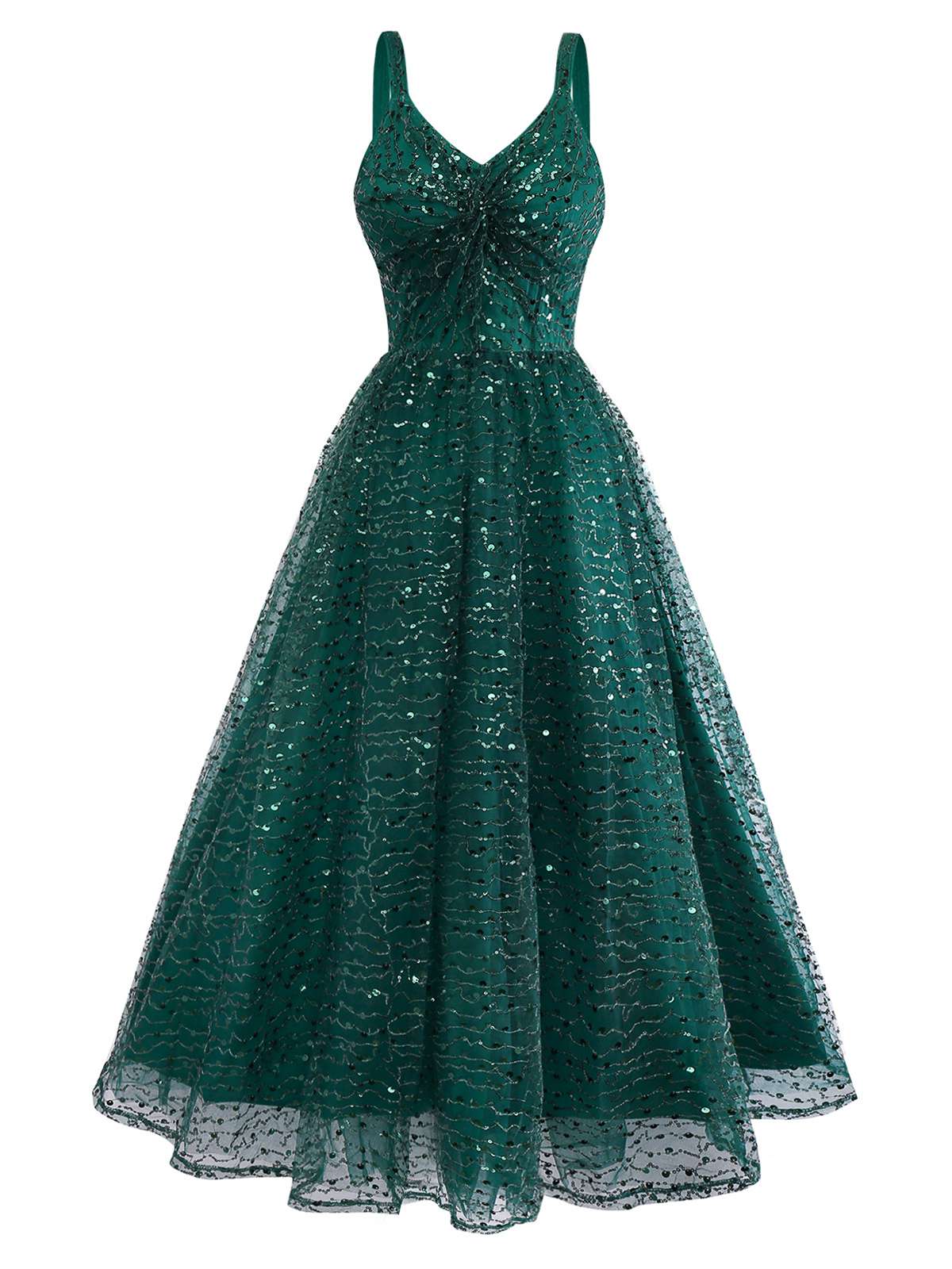 Robe verte en maille à paillette torsadés des années 1930 - Image 2